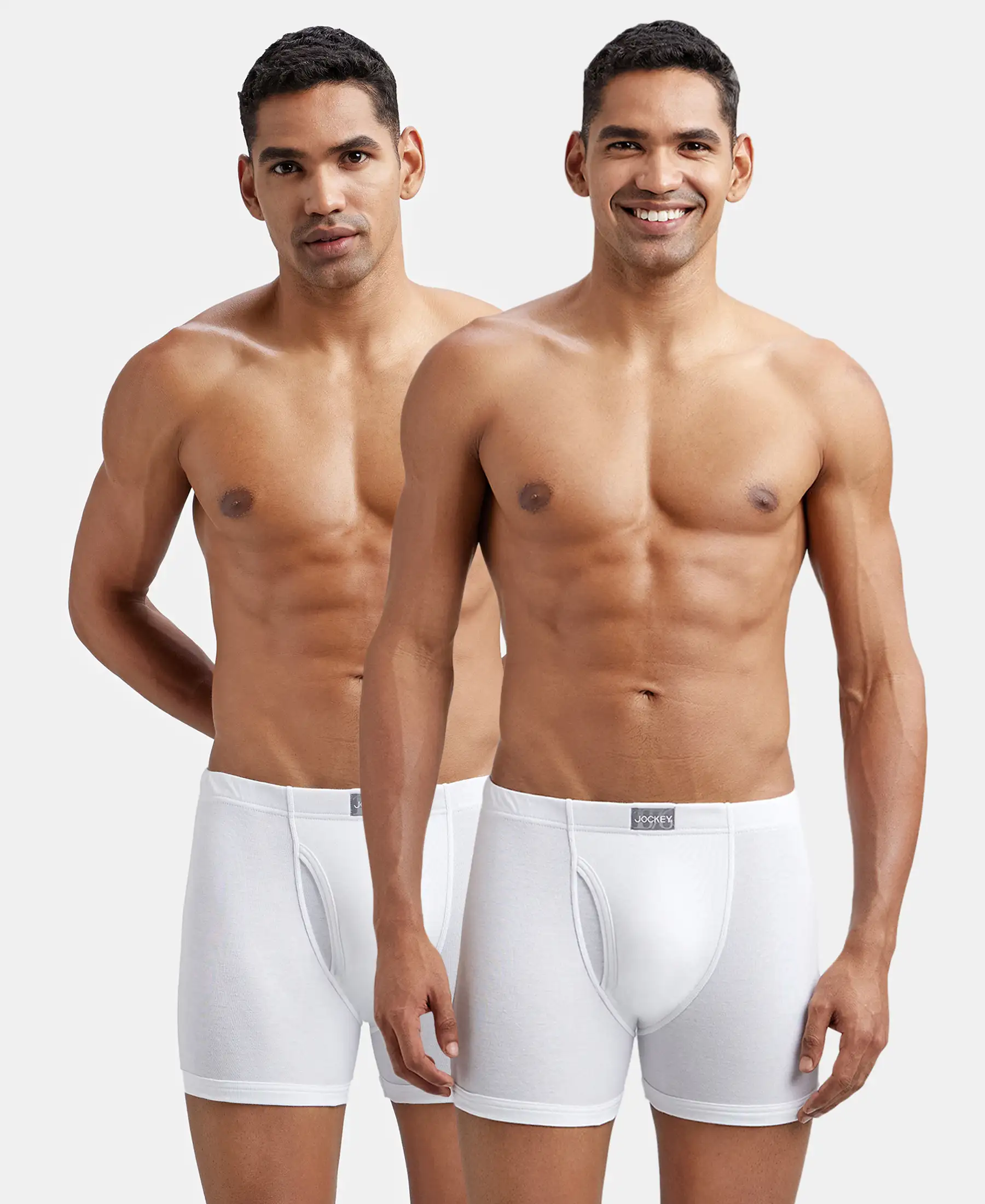 Super Combed Cotton Rib Solid Boxer Brief with Ultrasoft and Durable Waistband - White (Pack of 2) - Image 5