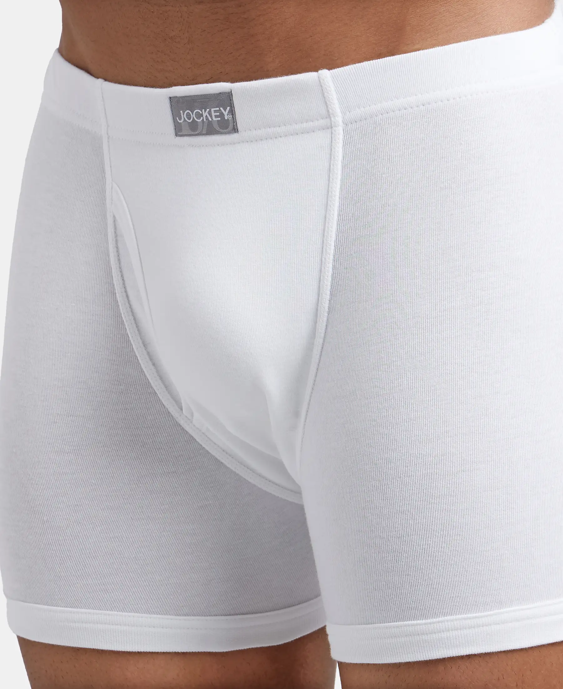 Super Combed Cotton Rib Solid Boxer Brief with Ultrasoft and Durable Waistband - White (Pack of 2) - Image 6