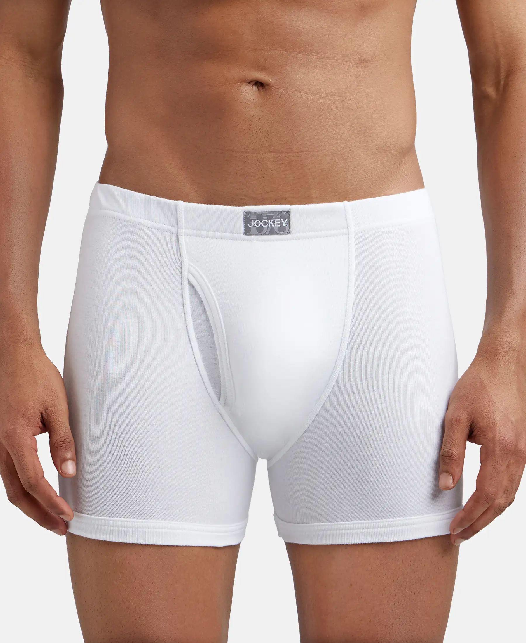 Super Combed Cotton Rib Solid Boxer Brief with Ultrasoft and Durable Waistband - White (Pack of 2) - Image 7