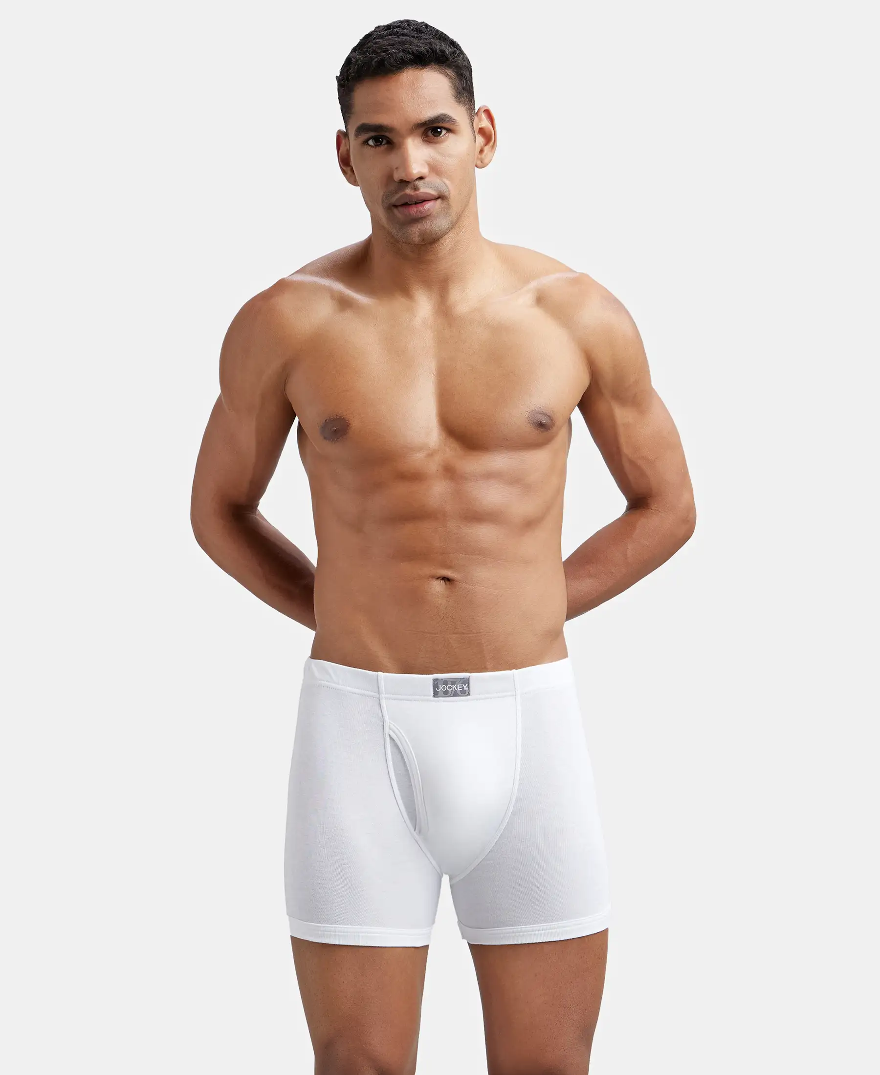Super Combed Cotton Rib Solid Boxer Brief with Ultrasoft and Durable Waistband - White (Pack of 2) - Image 8