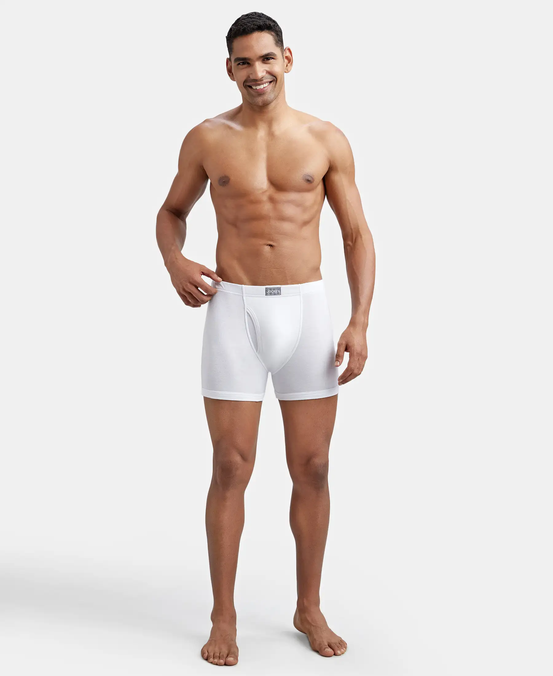 Super Combed Cotton Rib Solid Boxer Brief with Ultrasoft and Durable Waistband - White (Pack of 2) - Image 9