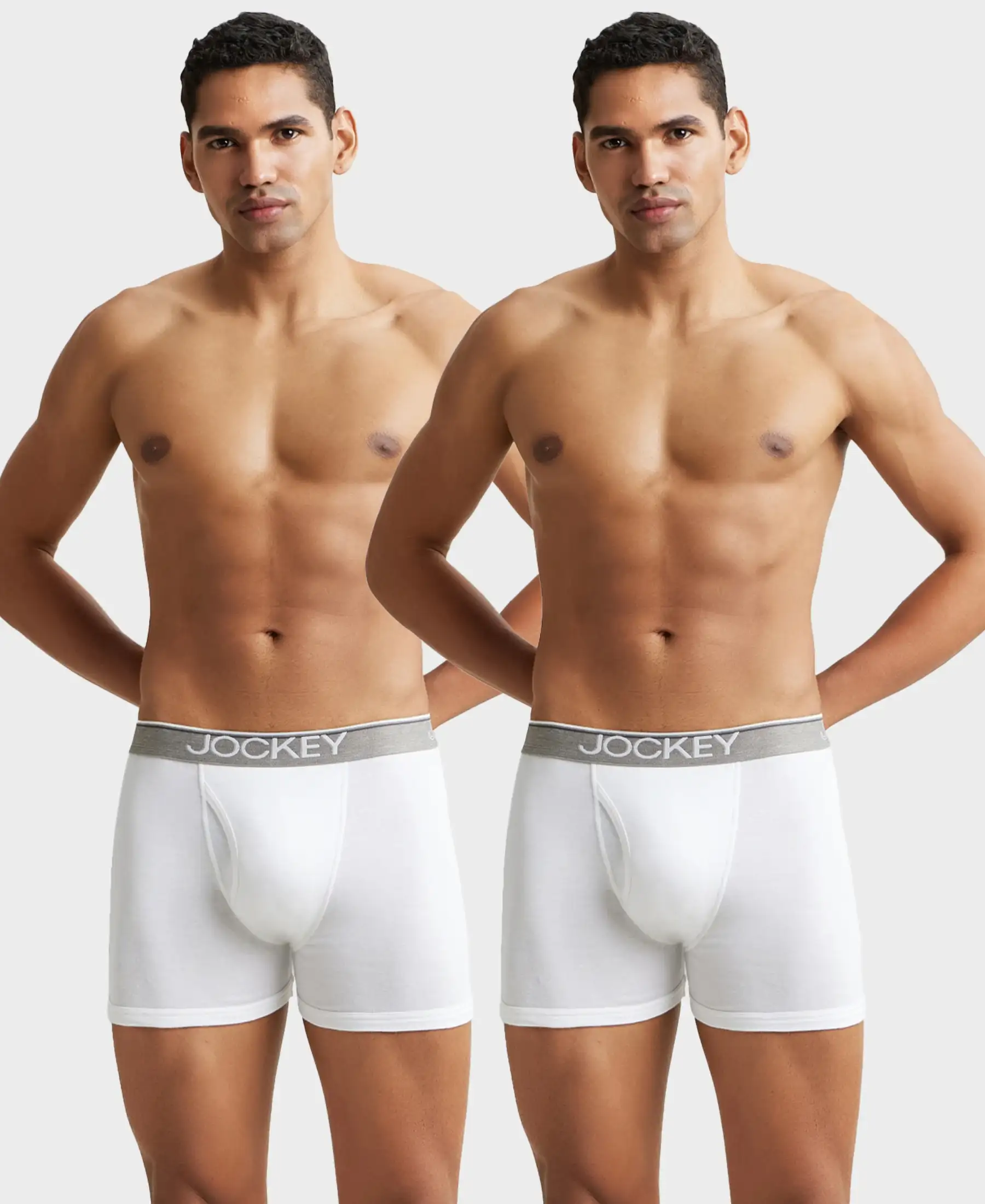 Super Combed Cotton Rib Solid Boxer Brief with Ultrasoft and Durable Waistband - White (Pack of 2) - Image 5