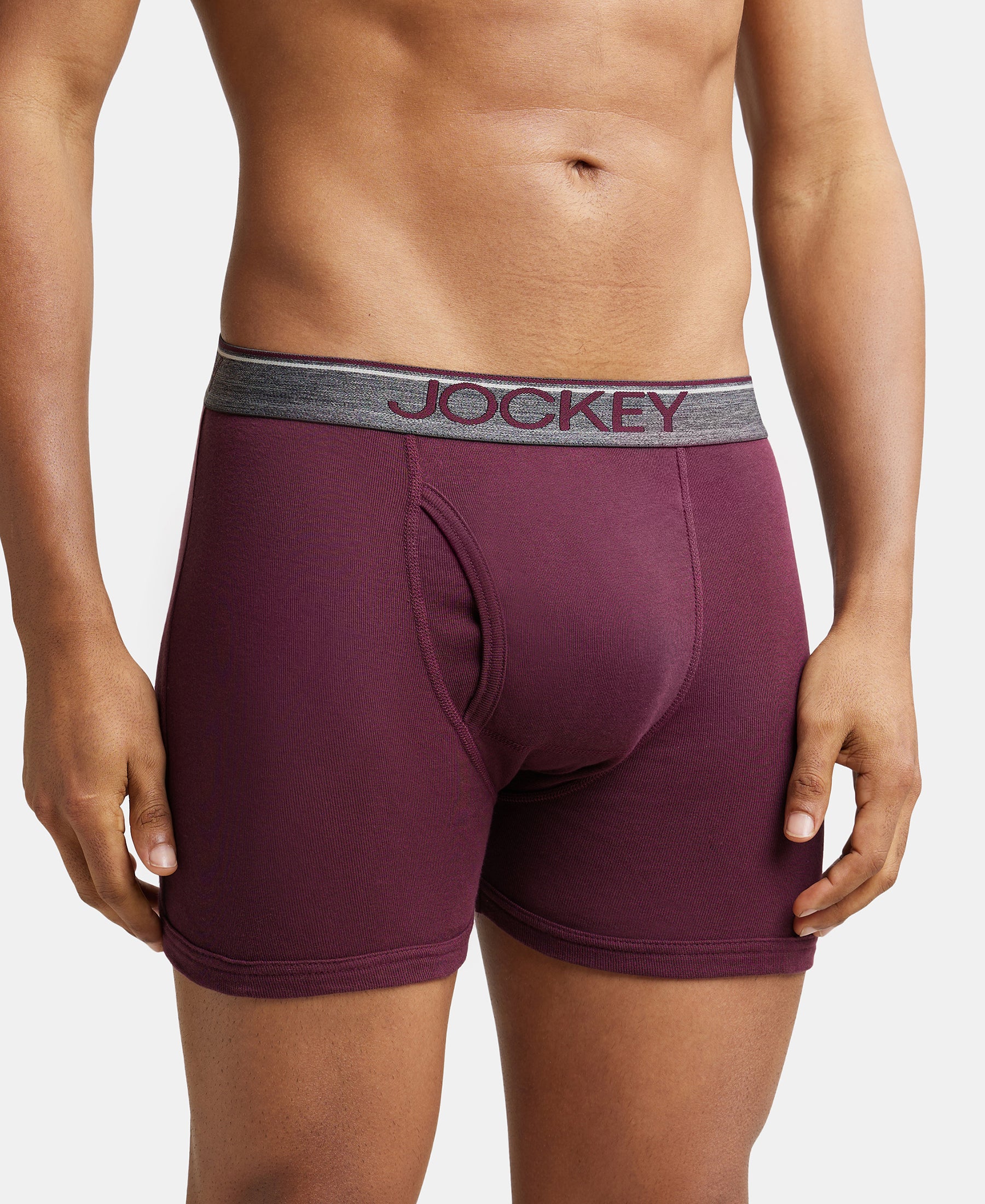 Super Combed Cotton Rib Solid Boxer Brief with Ultrasoft and Durable Waistband - Wine Tasting (Pack of 2) - Image 2