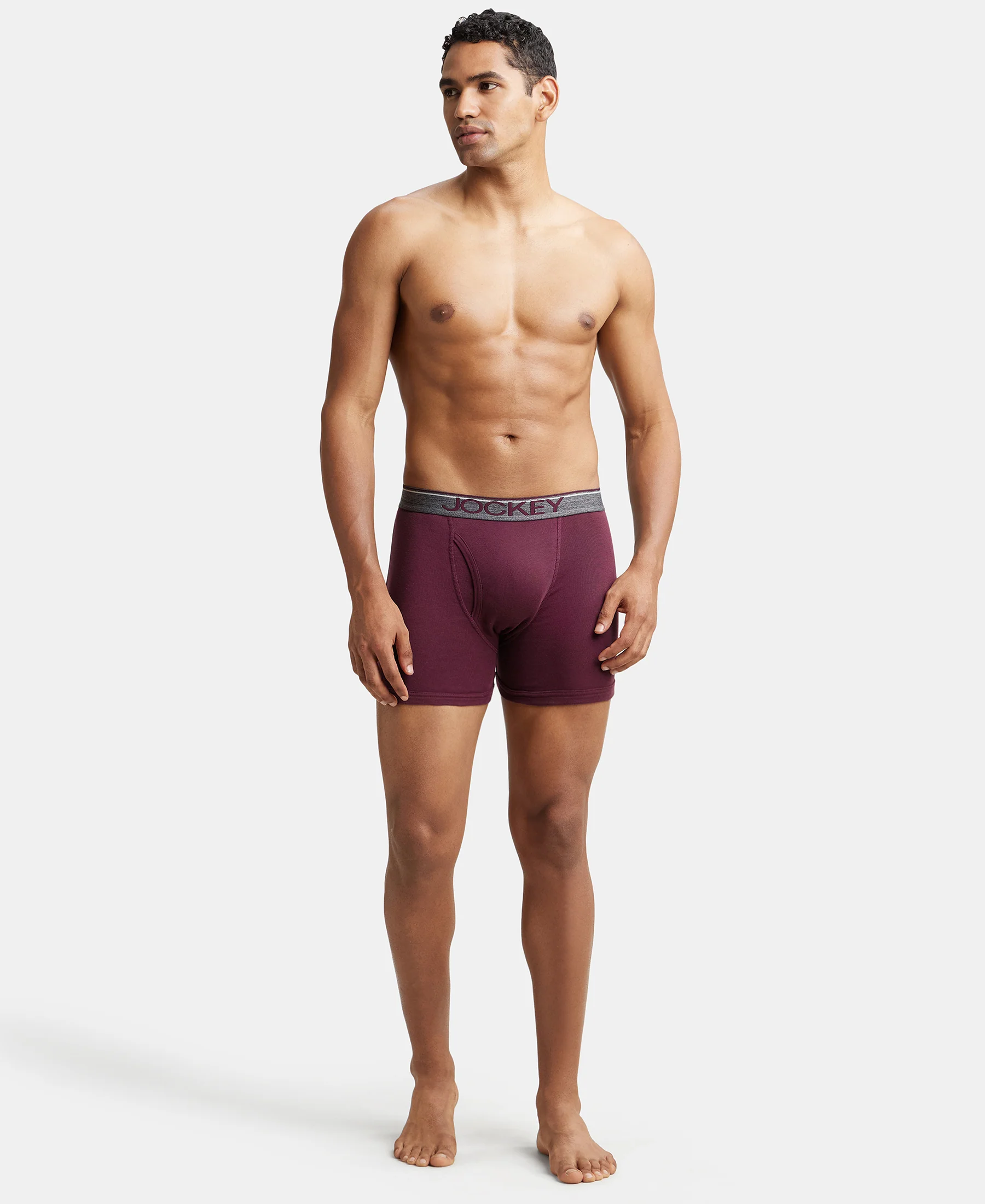 Super Combed Cotton Rib Solid Boxer Brief with Ultrasoft and Durable Waistband - Wine Tasting (Pack of 2) - Image 4