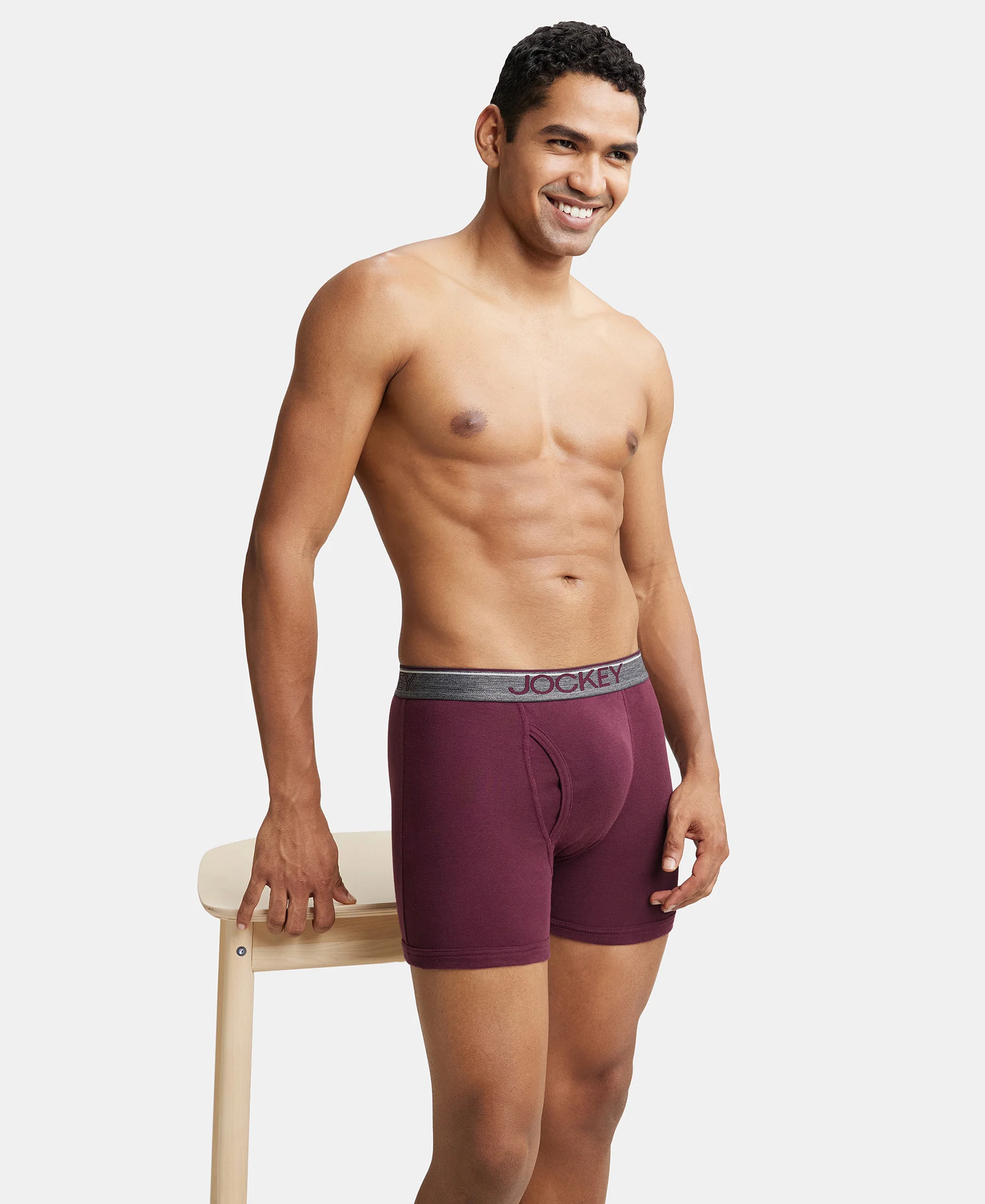 Super Combed Cotton Rib Solid Boxer Brief with Ultrasoft and Durable Waistband - Wine Tasting (Pack of 2) - Image 8