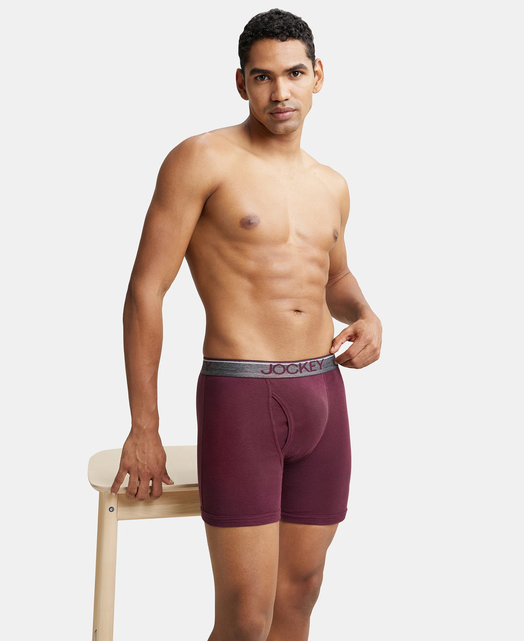 Super Combed Cotton Rib Solid Boxer Brief with Ultrasoft and Durable Waistband - Wine Tasting (Pack of 2) - Image 9