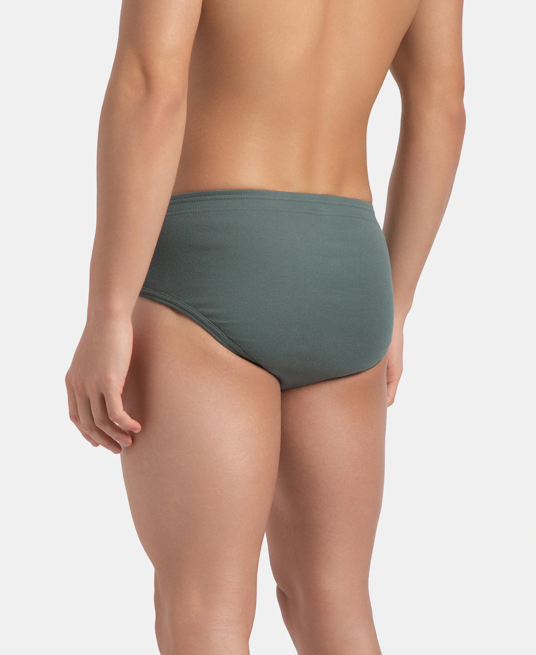 Super Combed Cotton Rib Solid Brief with StayFresh Treatment - Balsam Green (Pack of 2) - Image 3
