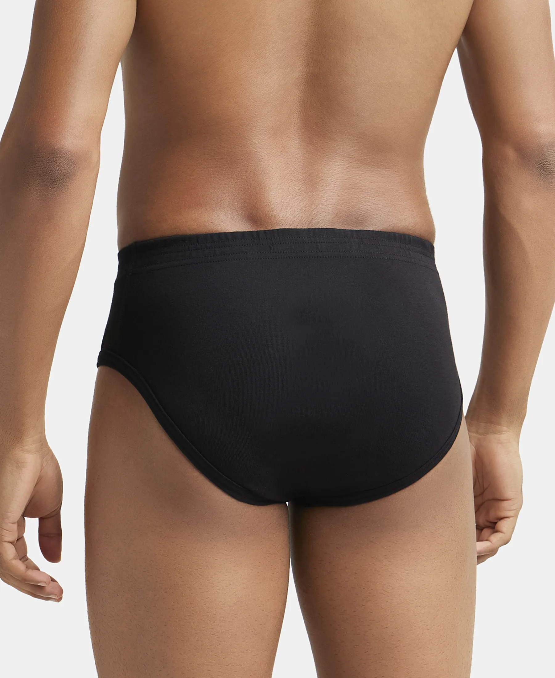 Super Combed Cotton Rib Solid Brief with StayFresh Treatment - Black (Pack of 2) - Image 3