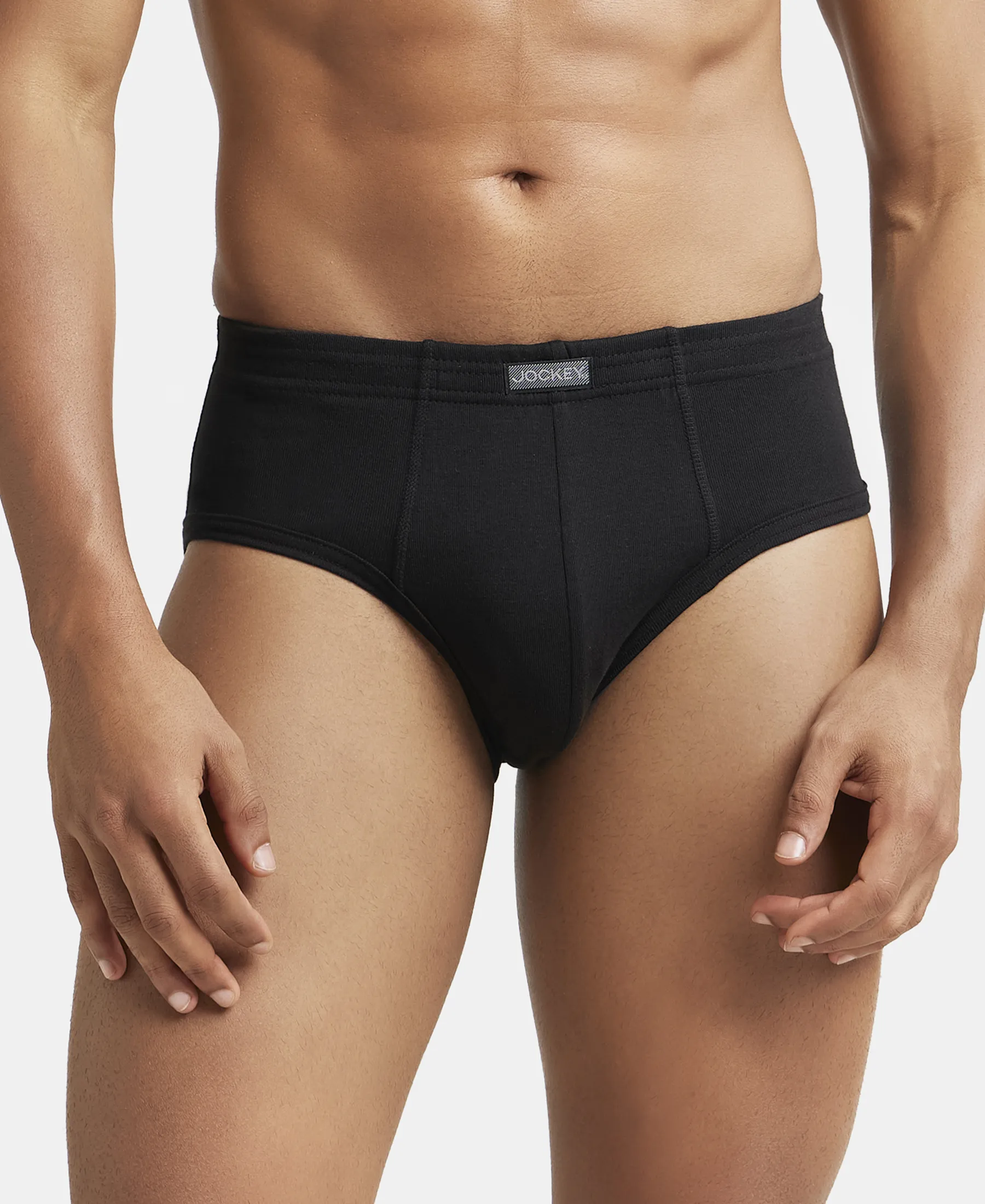 Super Combed Cotton Rib Solid Brief with StayFresh Treatment - Black (Pack of 2) - Image 7