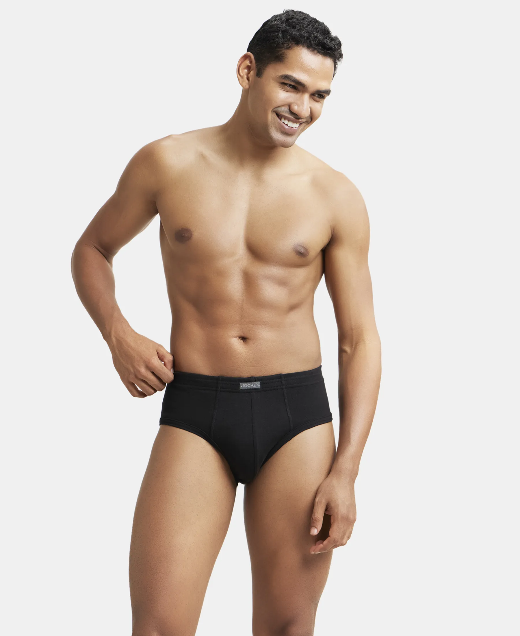 Super Combed Cotton Rib Solid Brief with StayFresh Treatment - Black (Pack of 2) - Image 9