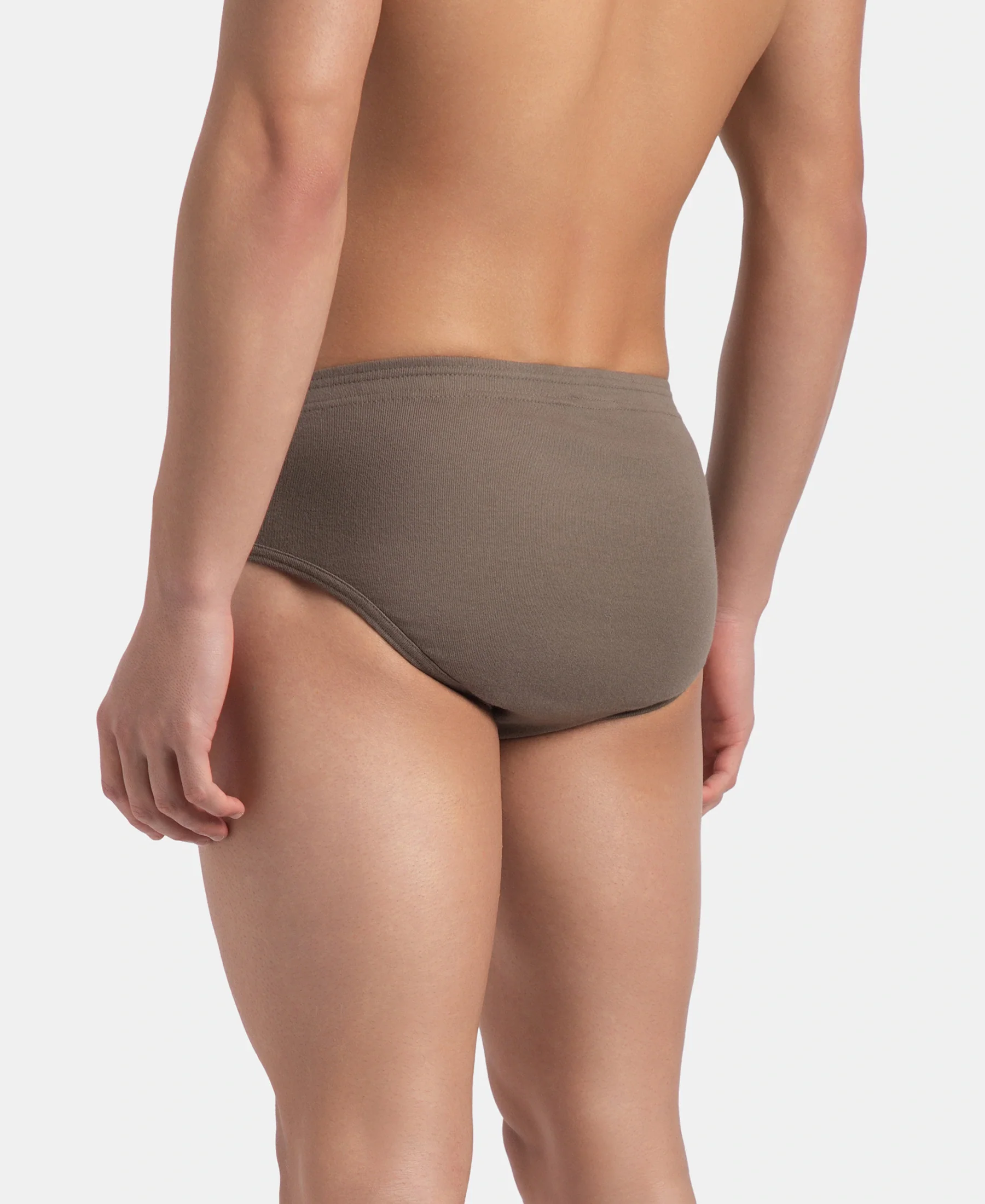 Super Combed Cotton Rib Solid Brief with StayFresh Treatment - Dark Khaki (Pack of 2) - Image 3