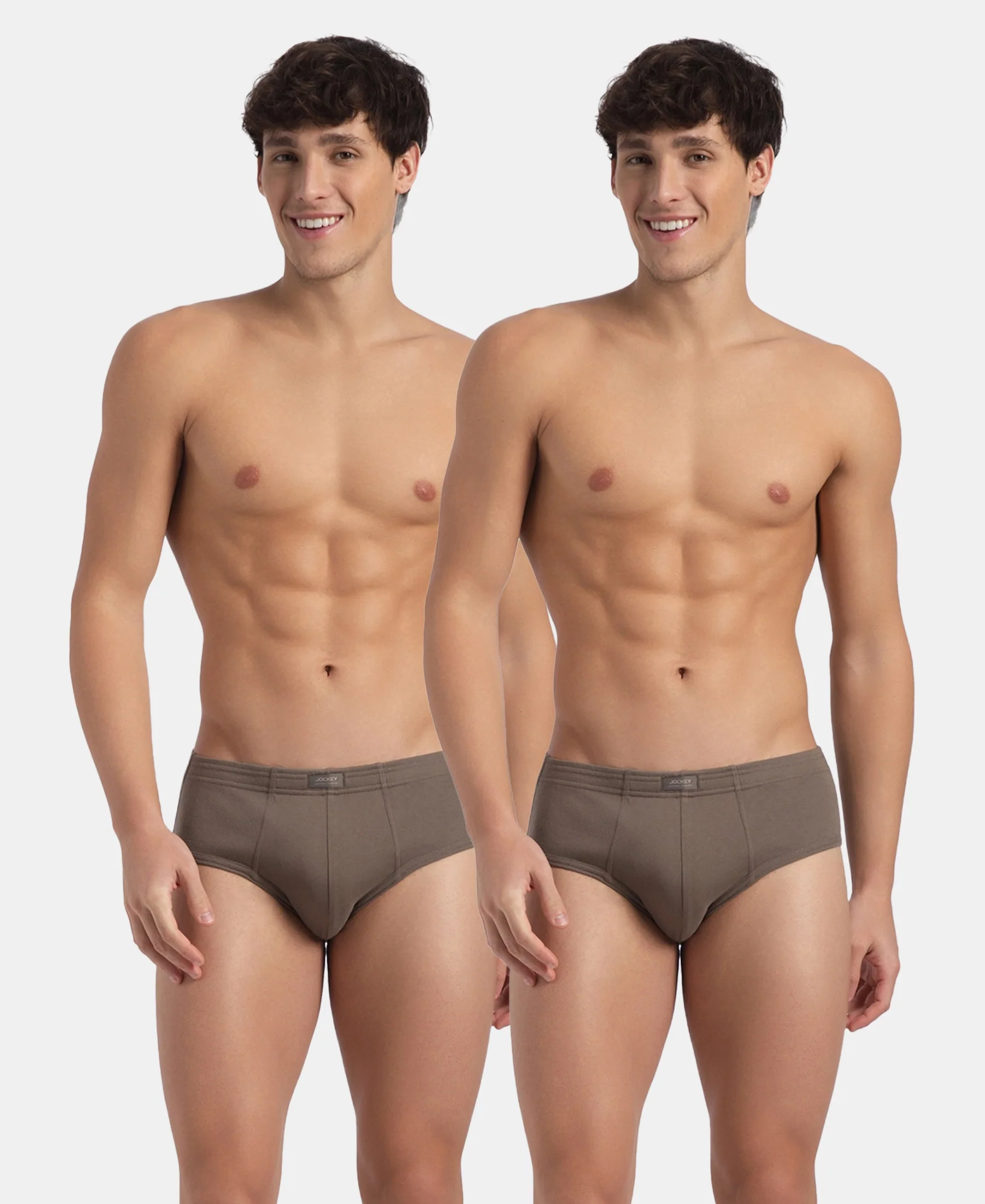 Super Combed Cotton Rib Solid Brief with StayFresh Treatment - Dark Khaki (Pack of 2) - Image 5