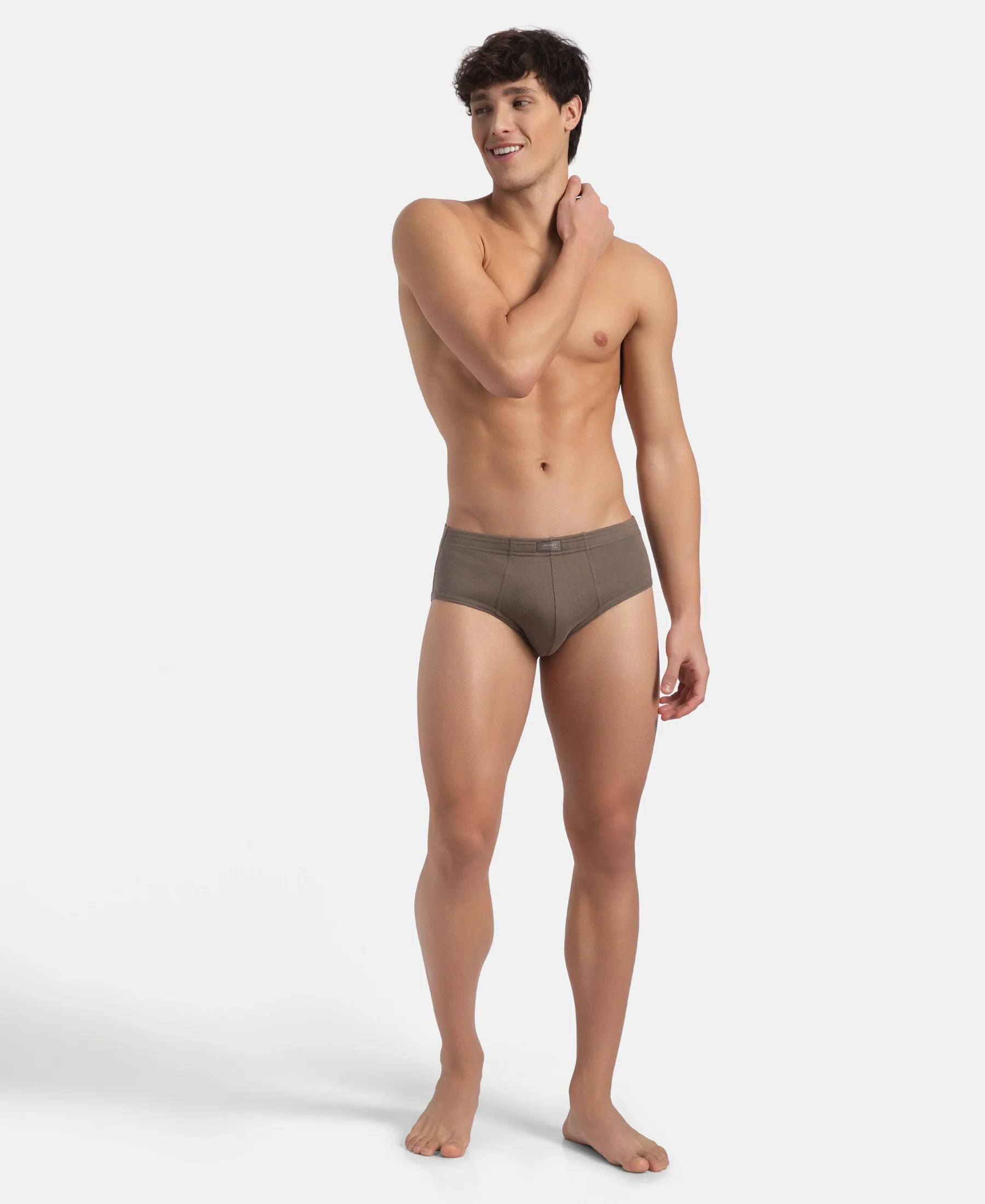 Super Combed Cotton Rib Solid Brief with StayFresh Treatment - Dark Khaki (Pack of 2) - Image 6