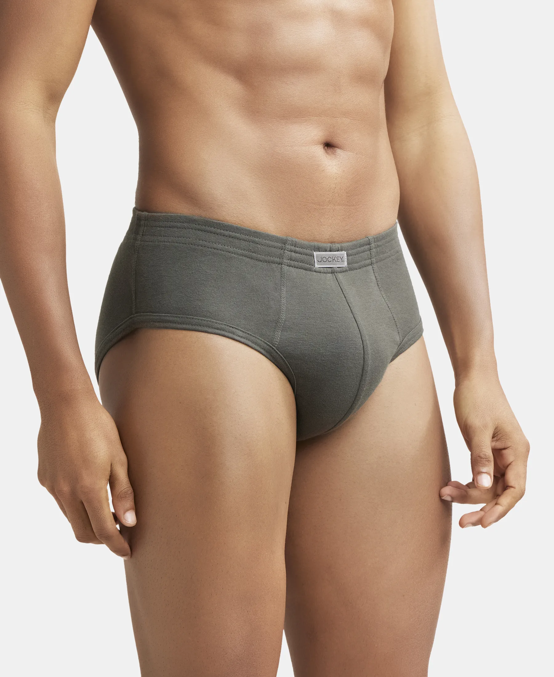 Super Combed Cotton Rib Solid Brief with StayFresh Treatment - Deep Olive - Image 2