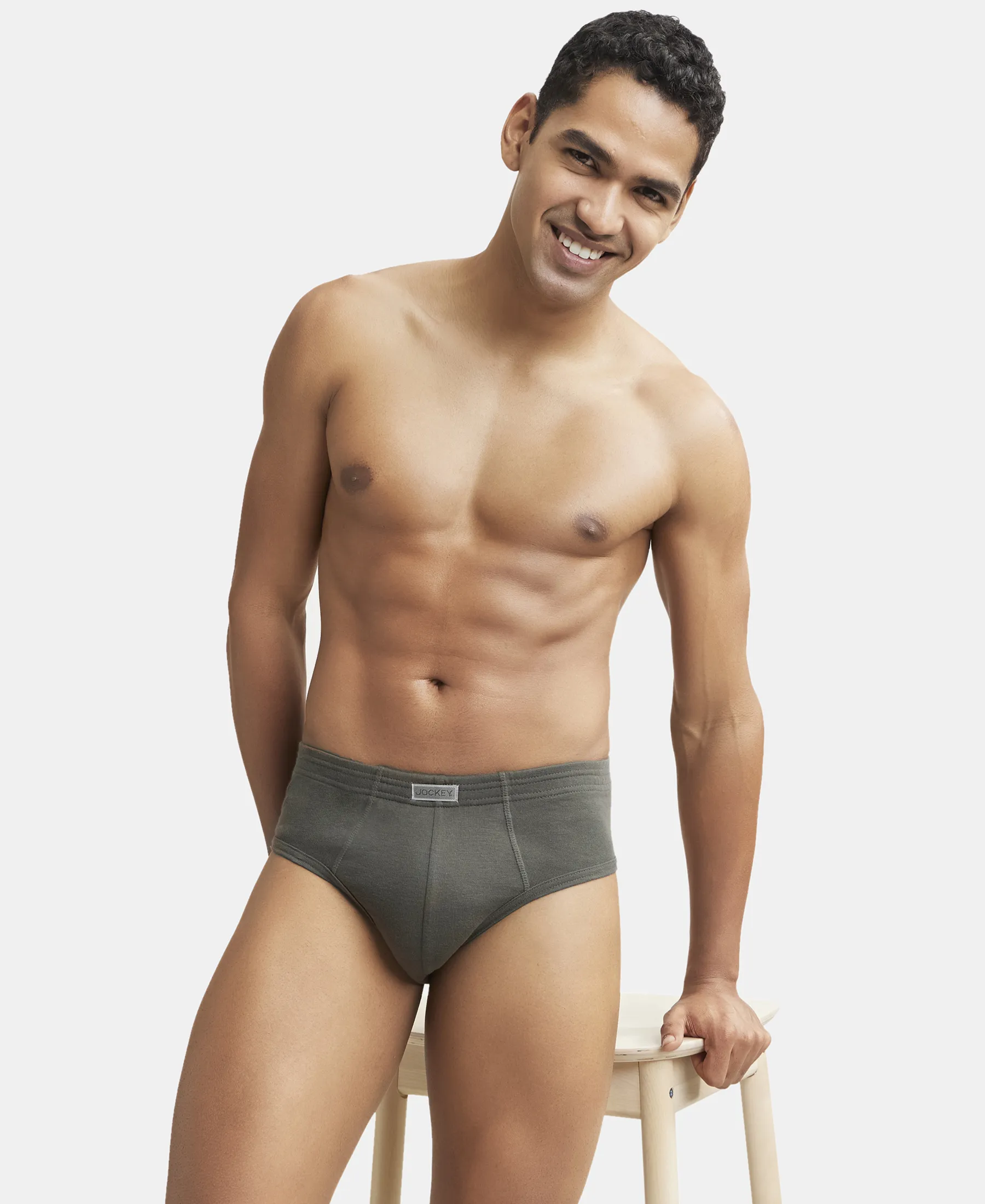 Super Combed Cotton Rib Solid Brief with StayFresh Treatment - Deep Olive - Image 5