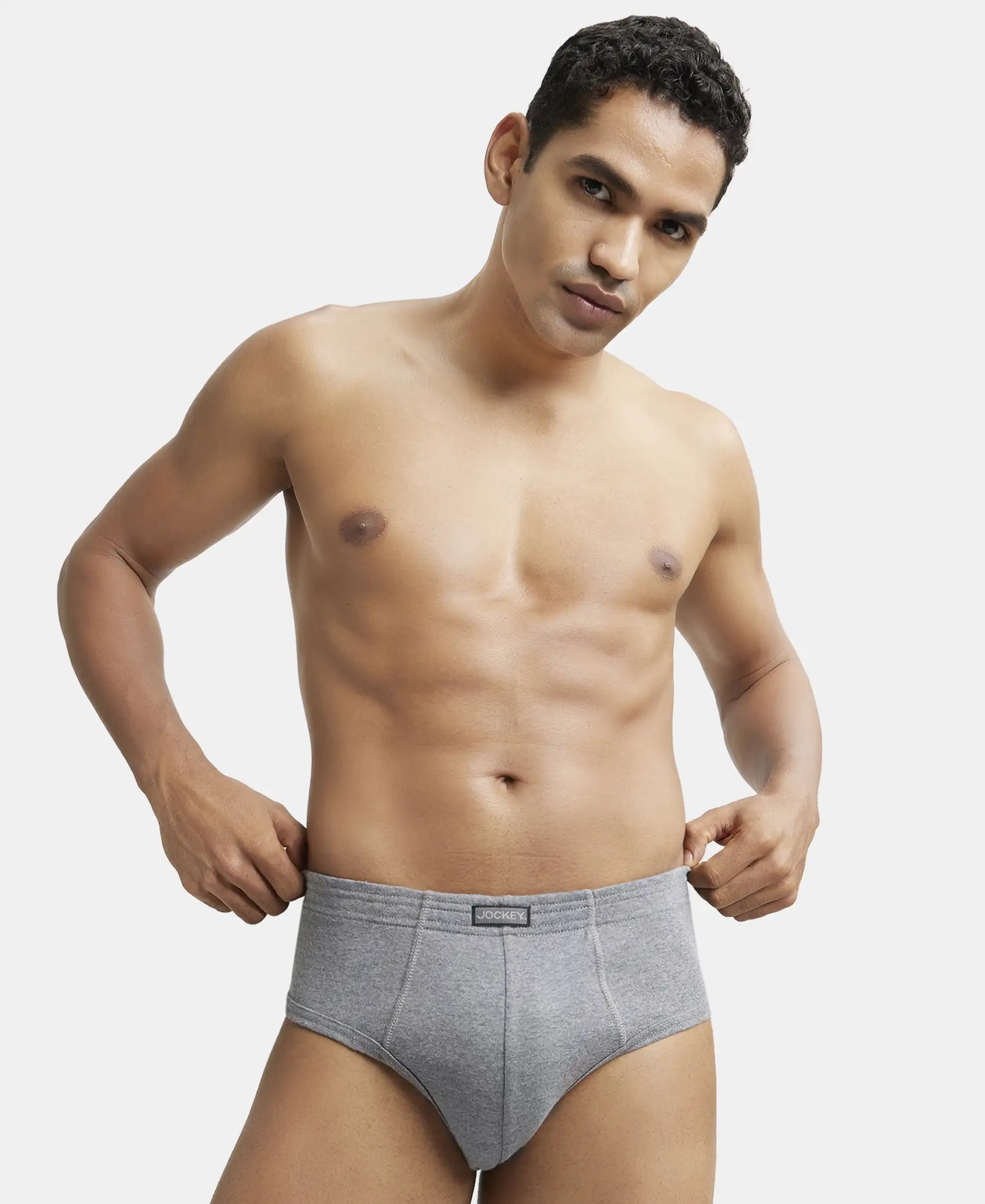 Super Combed Cotton Rib Solid Brief with StayFresh Treatment - Mid Grey Melange (Pack of 2) - Image 8