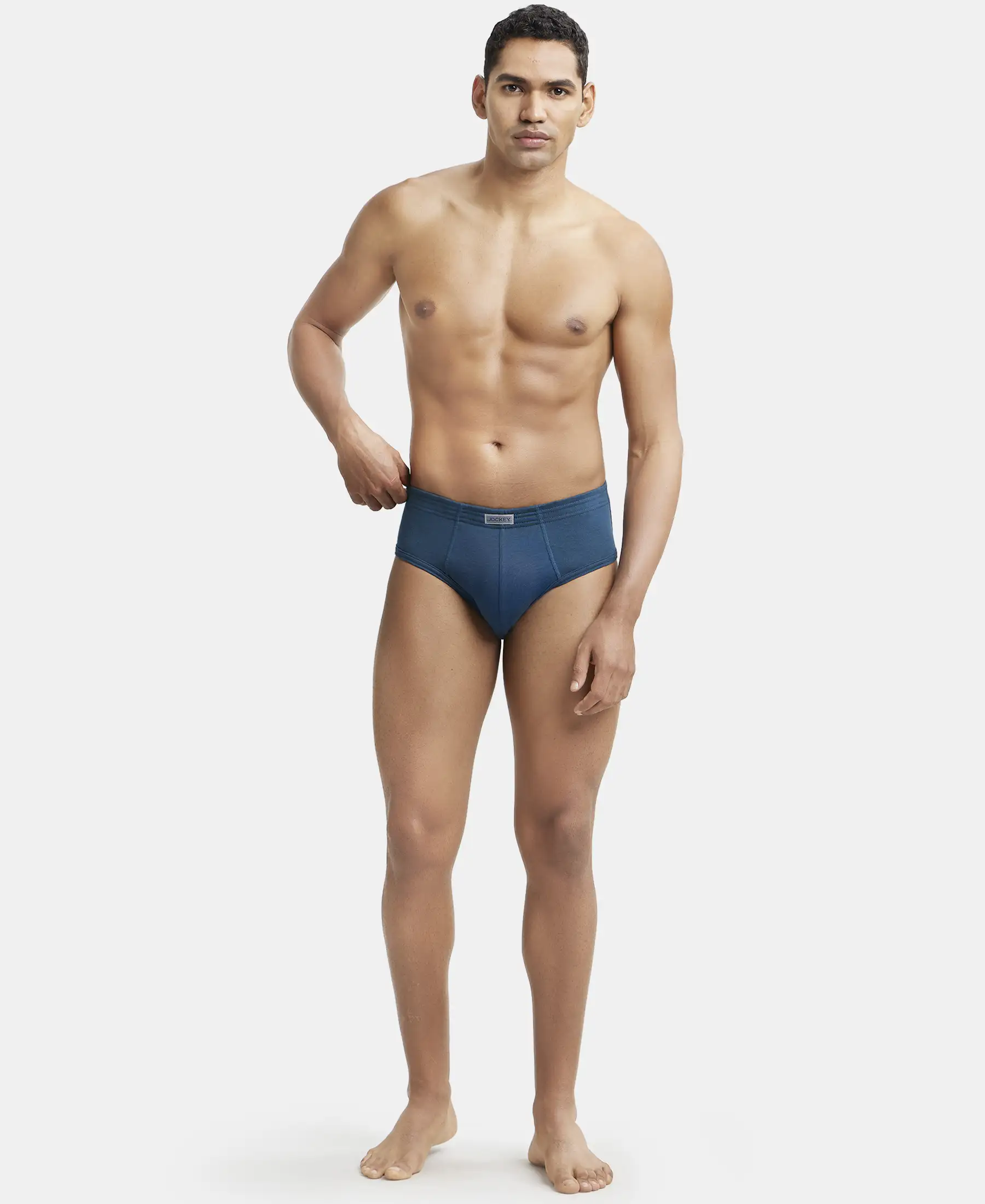 Super Combed Cotton Rib Solid Brief with StayFresh Treatment - Reflecting Pond (Pack of 2) - Image 4