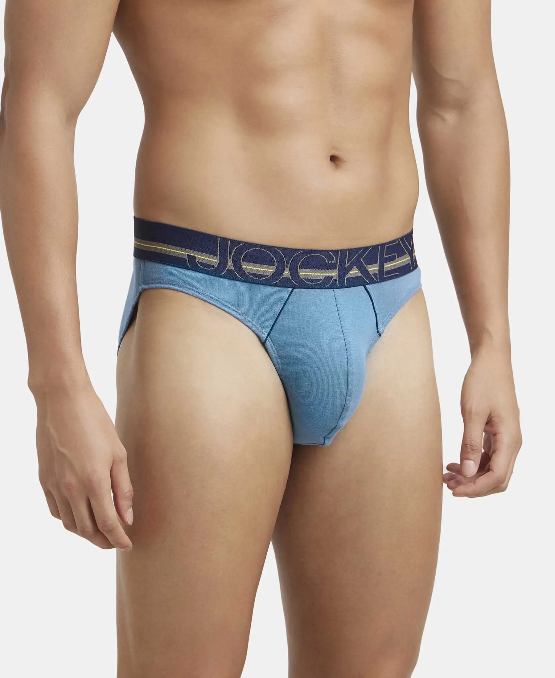 Super Combed Cotton Rib Solid Brief with Ultrasoft Waistband - Aegean Blue - Image 2