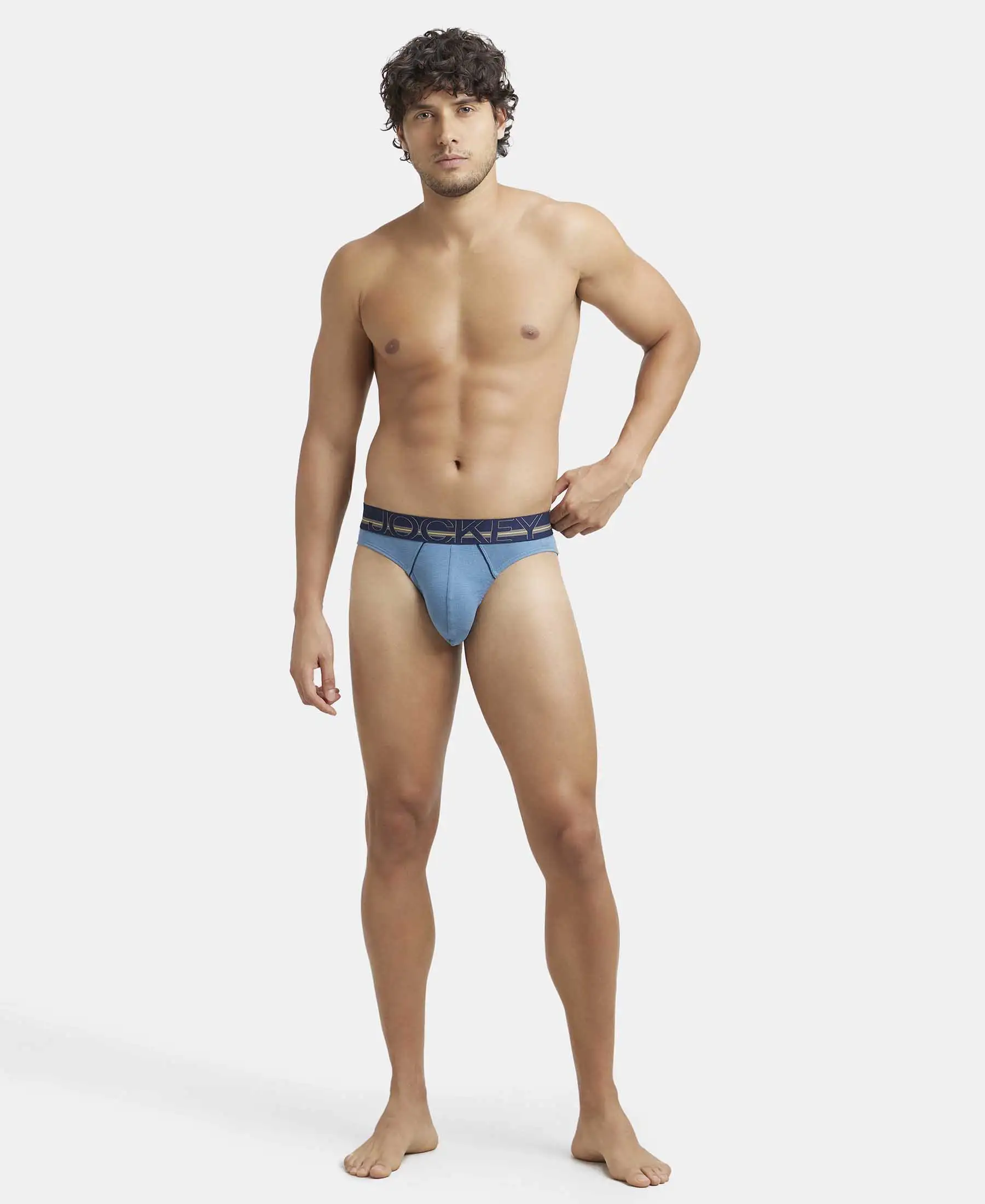 Super Combed Cotton Rib Solid Brief with Ultrasoft Waistband - Aegean Blue - Image 4