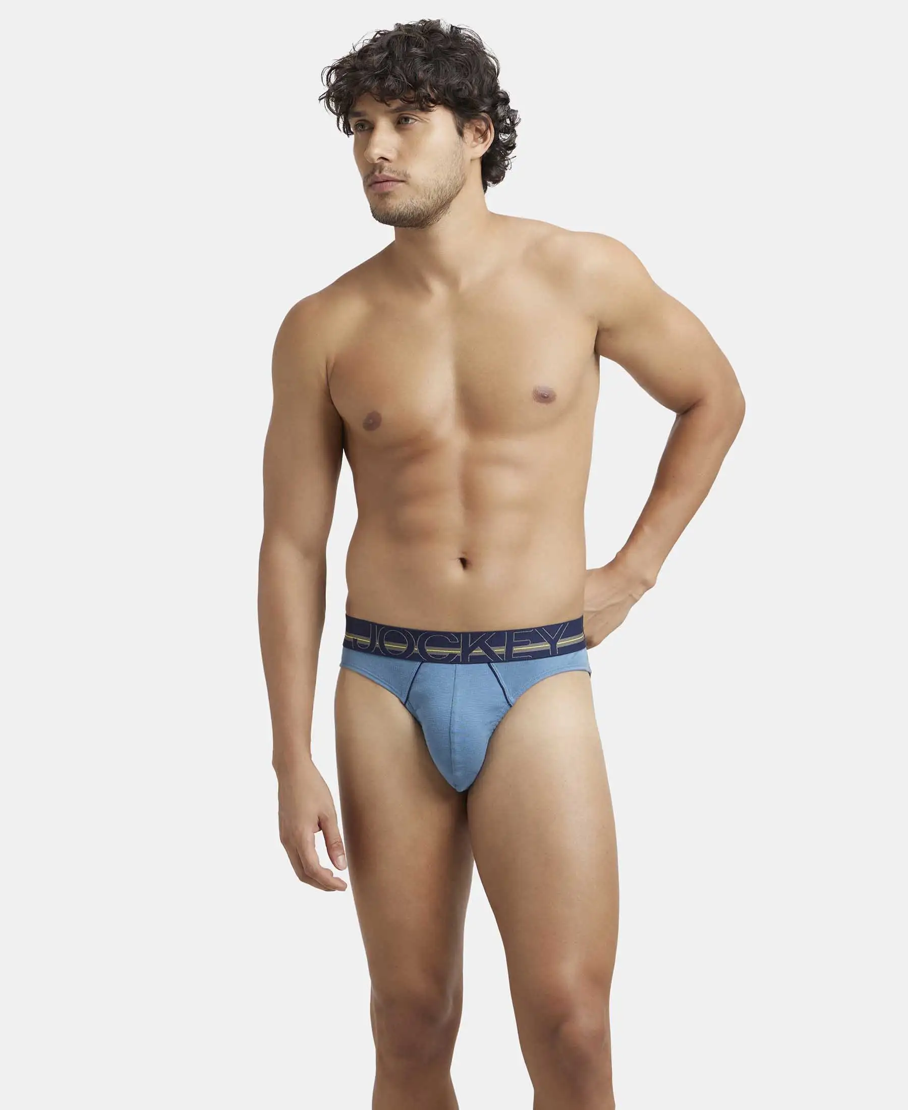Super Combed Cotton Rib Solid Brief with Ultrasoft Waistband - Aegean Blue - Image 5