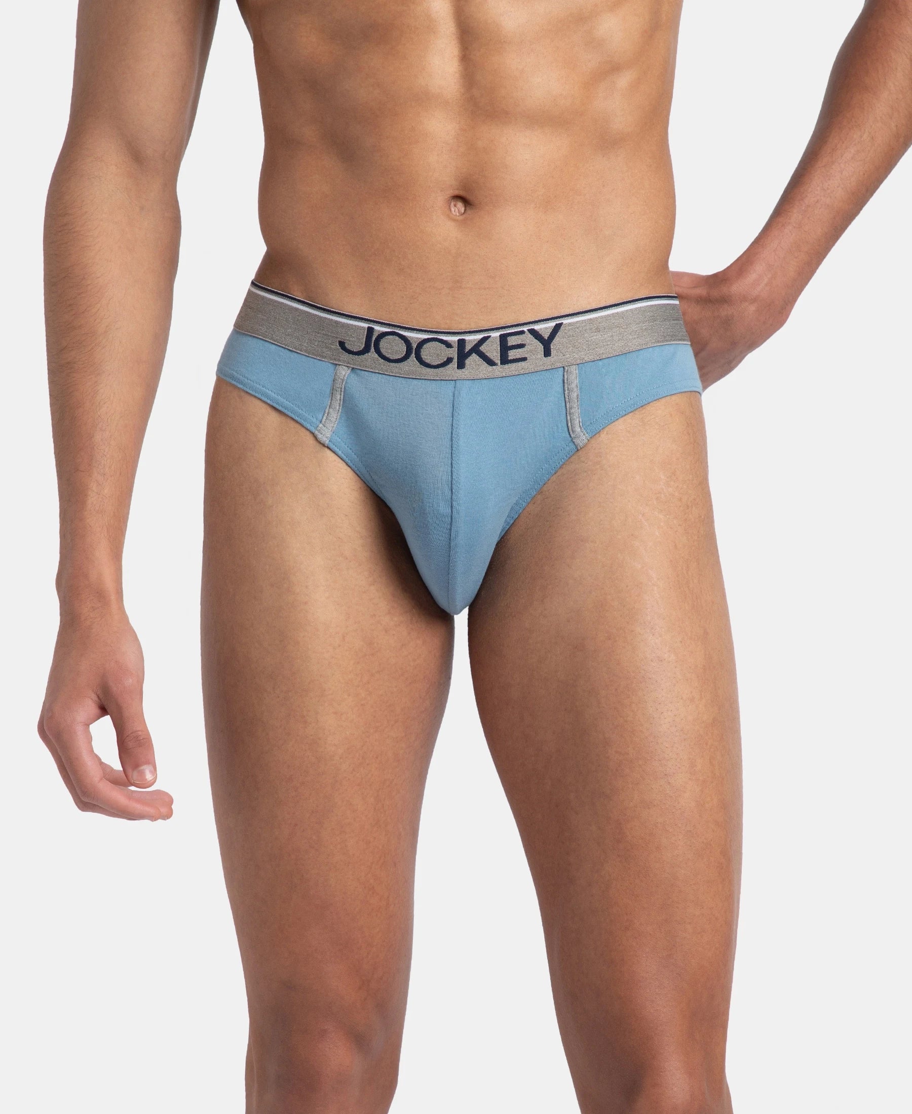 Super Combed Cotton Rib Solid Brief with Ultrasoft Waistband - Blue Shadow (Pack of 2) - Image 2
