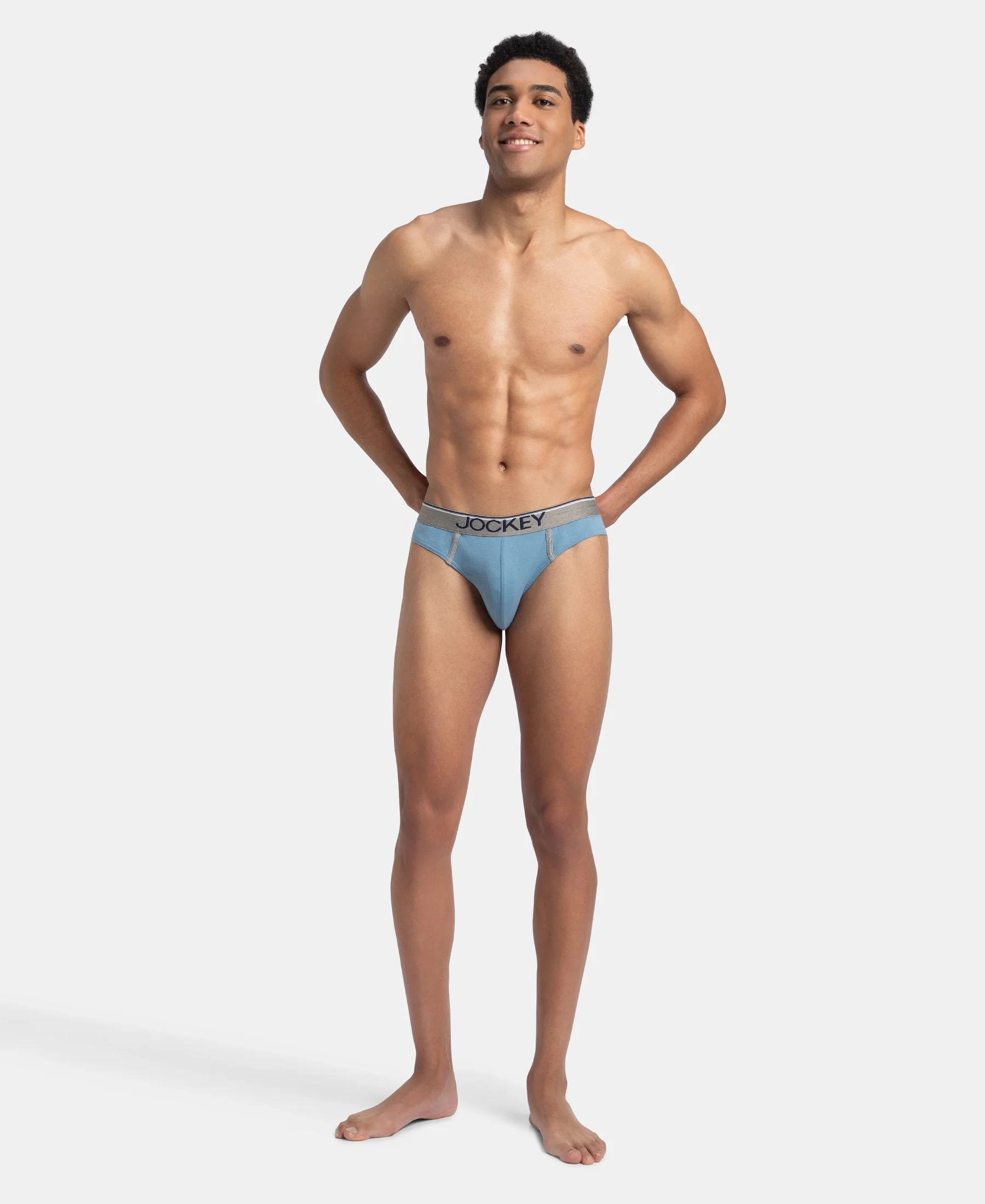 Super Combed Cotton Rib Solid Brief with Ultrasoft Waistband - Blue Shadow (Pack of 2) - Image 5