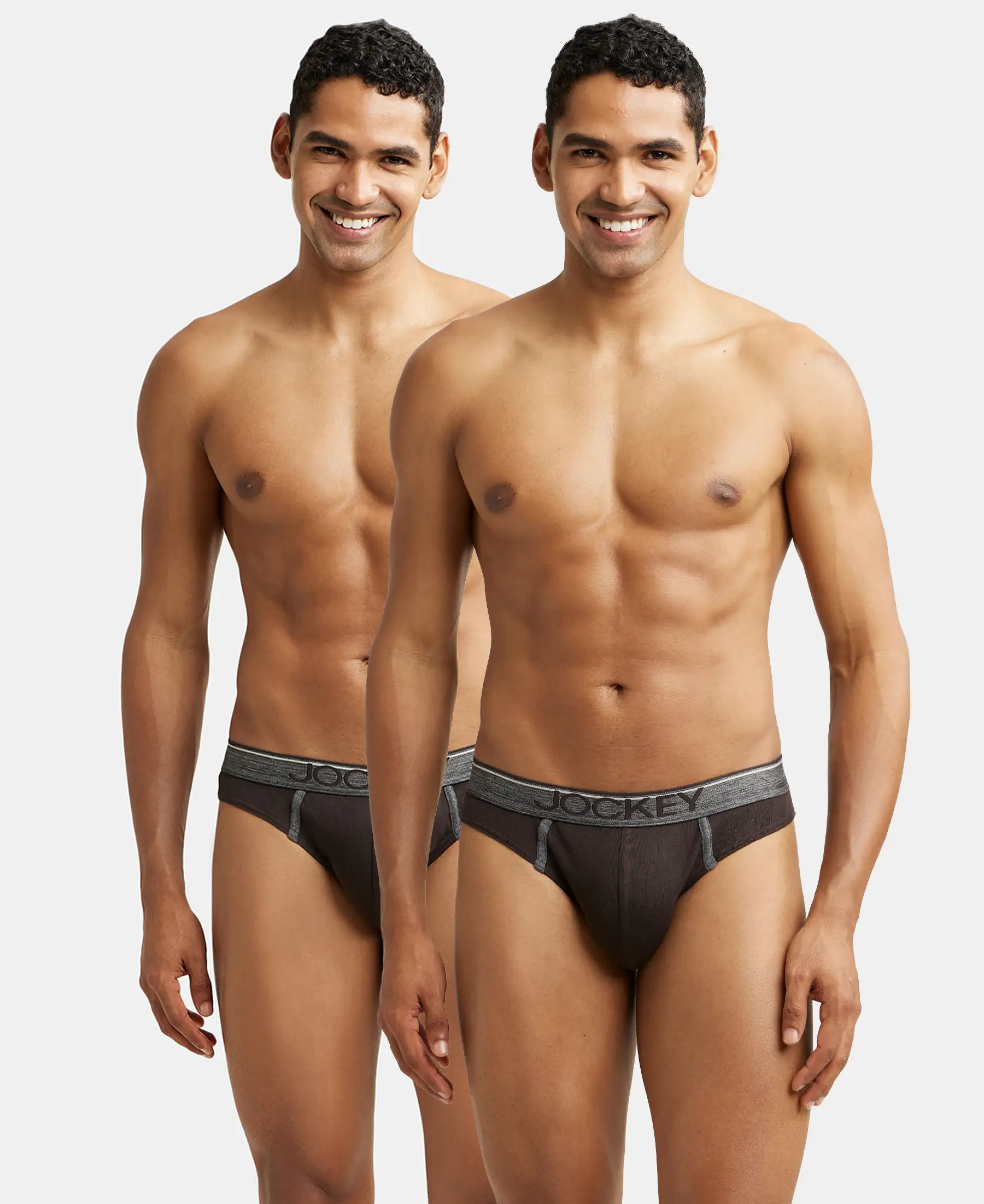 Super Combed Cotton Rib Solid Brief with Ultrasoft Waistband - Brown (Pack of 2) - Image 5