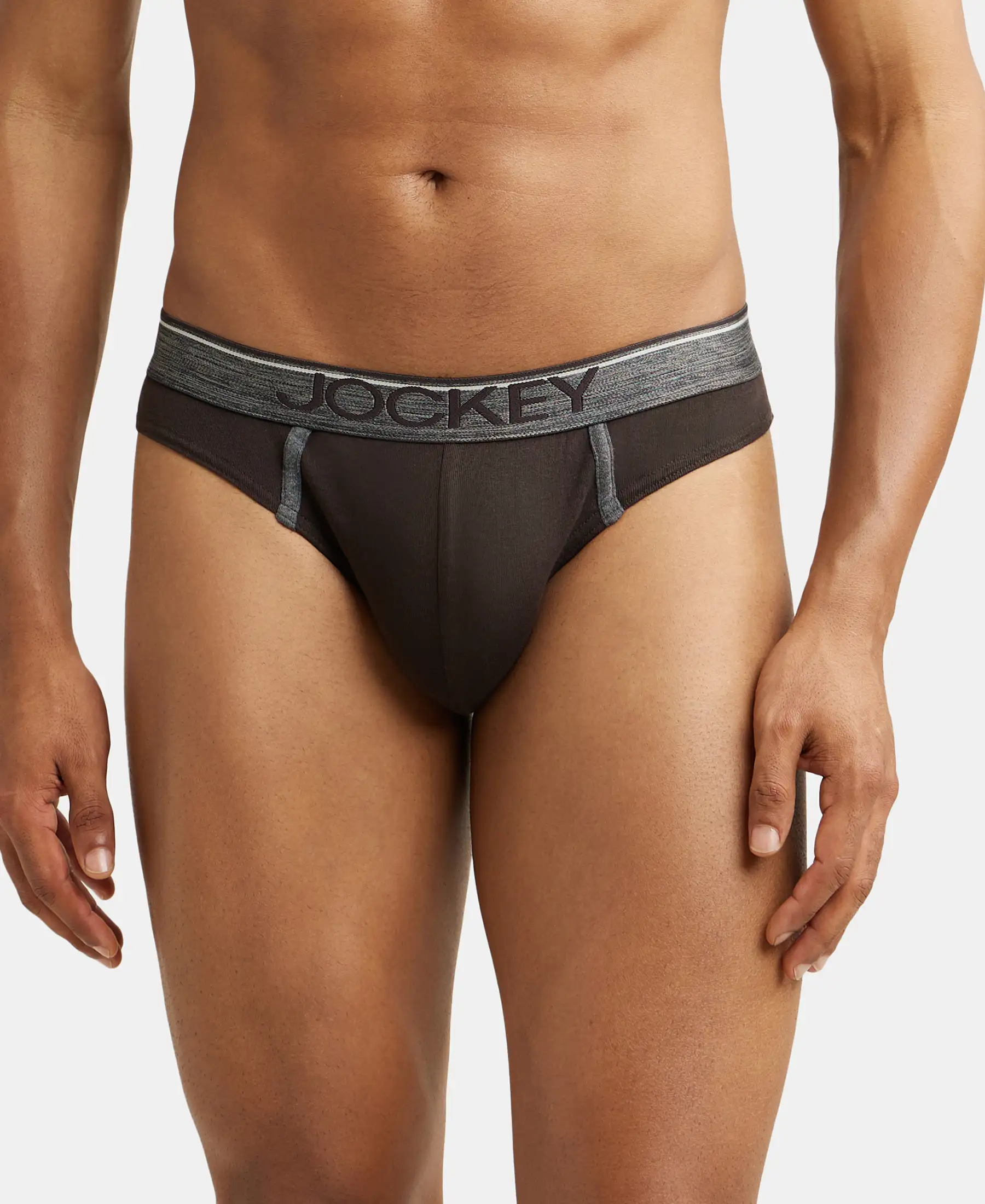 Super Combed Cotton Rib Solid Brief with Ultrasoft Waistband - Brown (Pack of 2) - Image 6