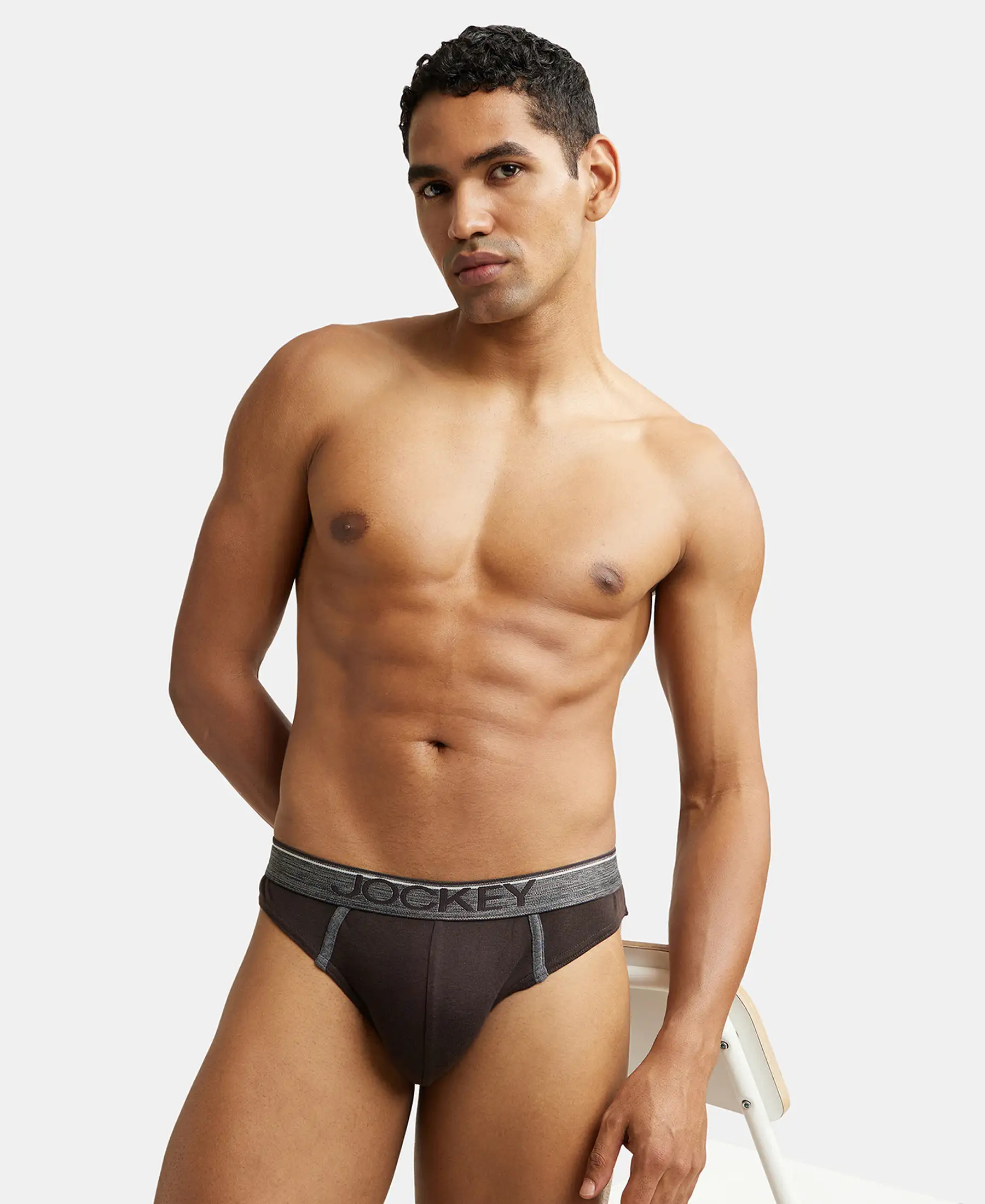 Super Combed Cotton Rib Solid Brief with Ultrasoft Waistband - Brown (Pack of 2) - Image 8