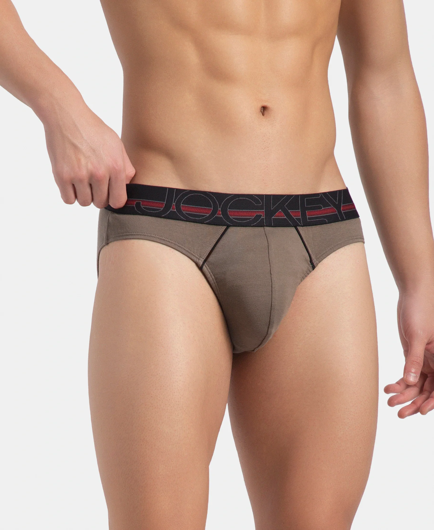 Super Combed Cotton Rib Solid Brief with Ultrasoft Waistband - Dark Khaki (Pack of 2) - Image 3