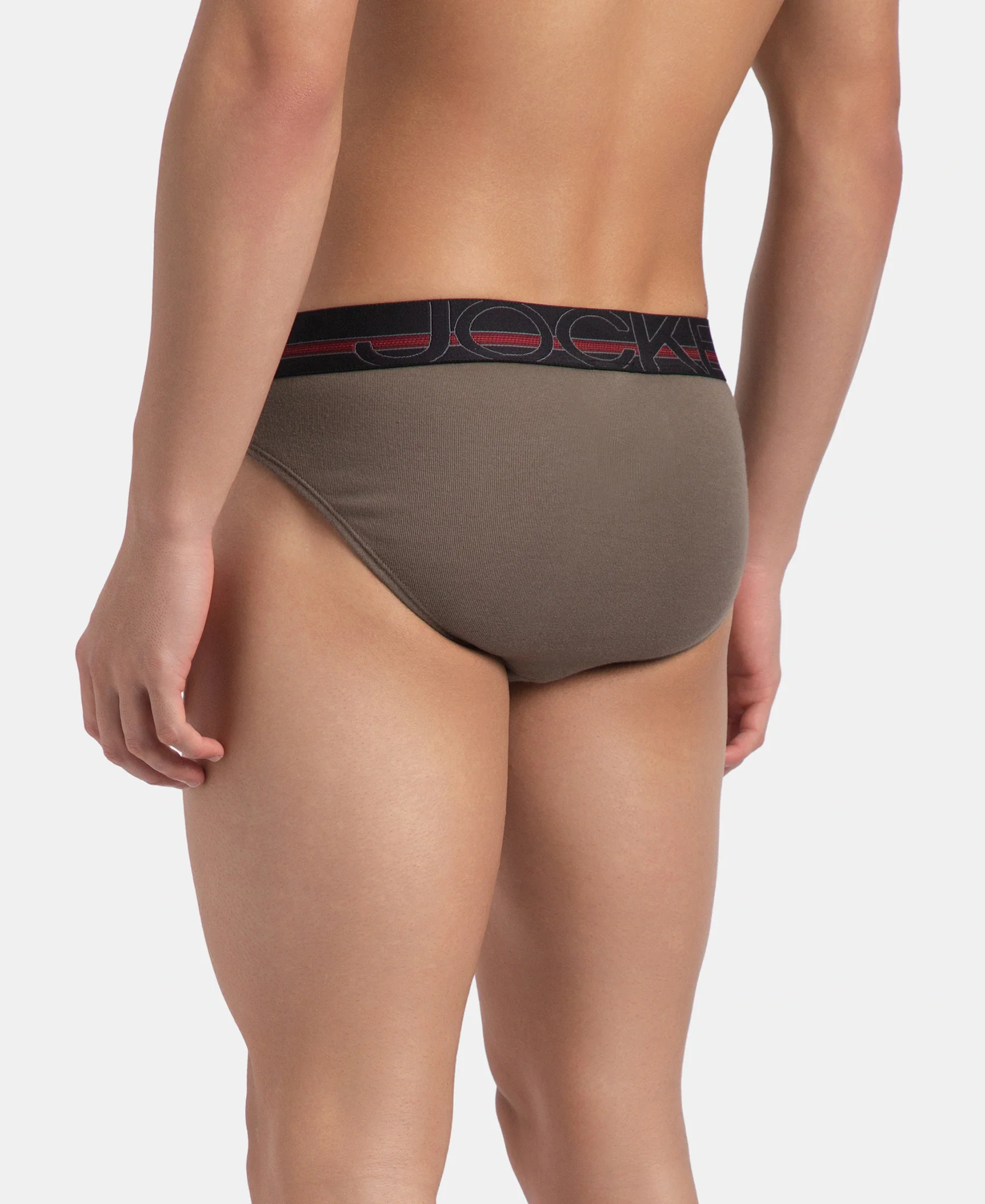 Super Combed Cotton Rib Solid Brief with Ultrasoft Waistband - Dark Khaki (Pack of 2) - Image 4