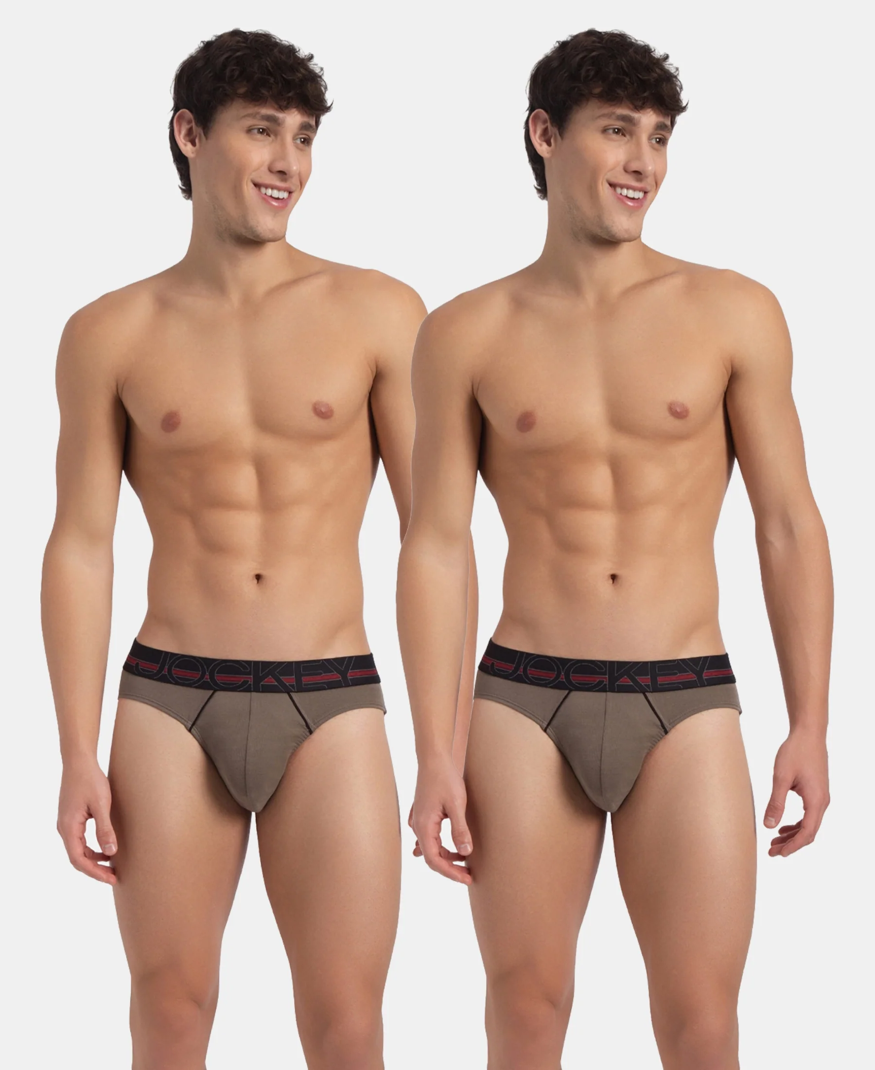 Super Combed Cotton Rib Solid Brief with Ultrasoft Waistband - Dark Khaki (Pack of 2) - Image 5