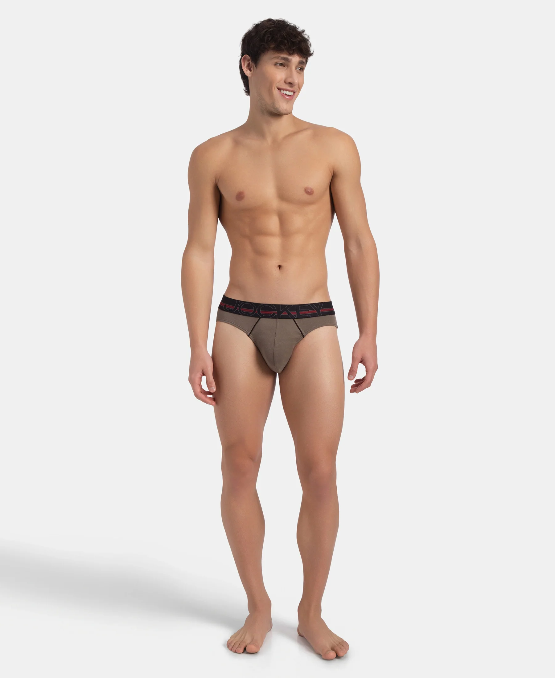 Super Combed Cotton Rib Solid Brief with Ultrasoft Waistband - Dark Khaki (Pack of 2) - Image 6