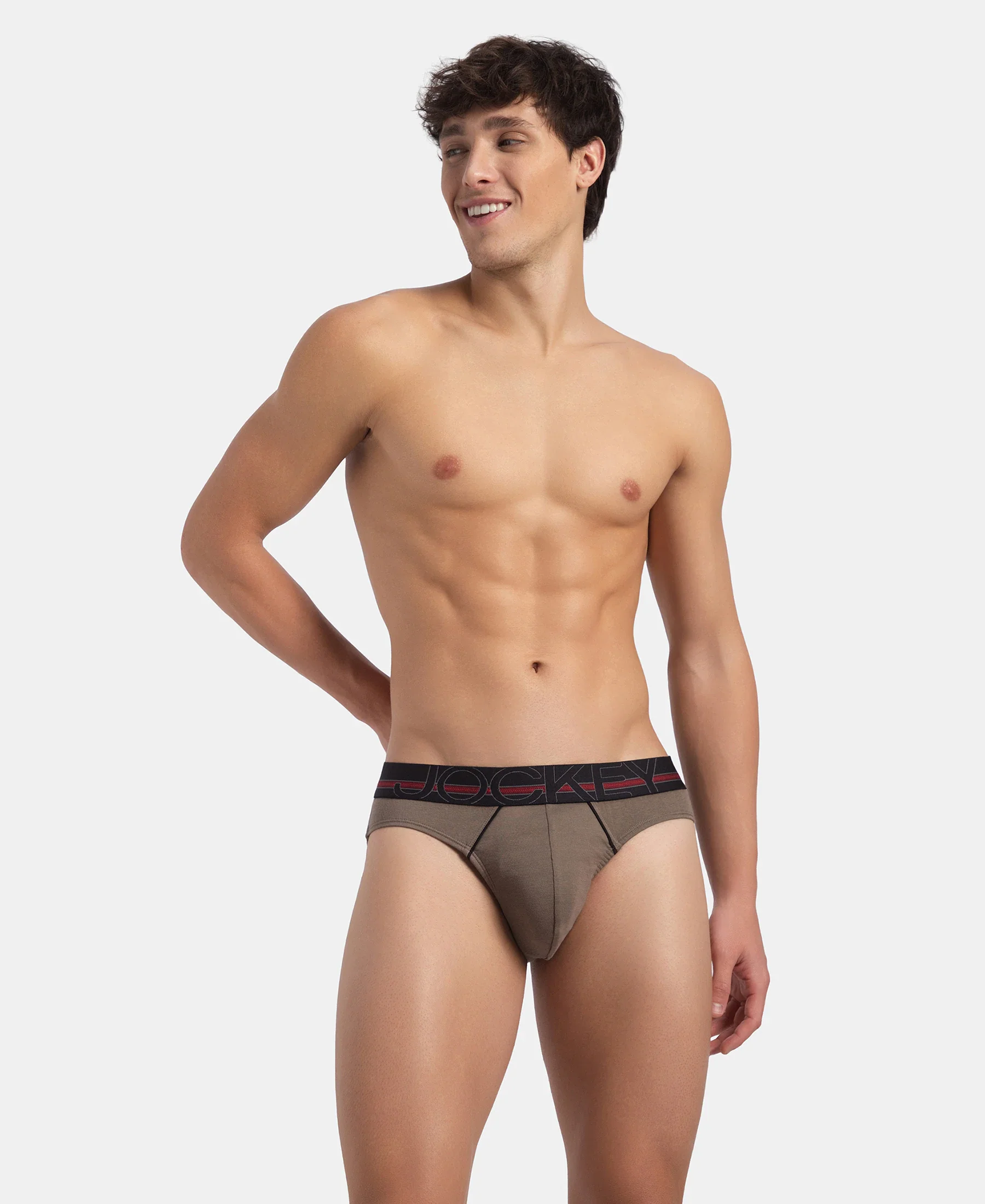 Super Combed Cotton Rib Solid Brief with Ultrasoft Waistband - Dark Khaki (Pack of 2) - Image 7
