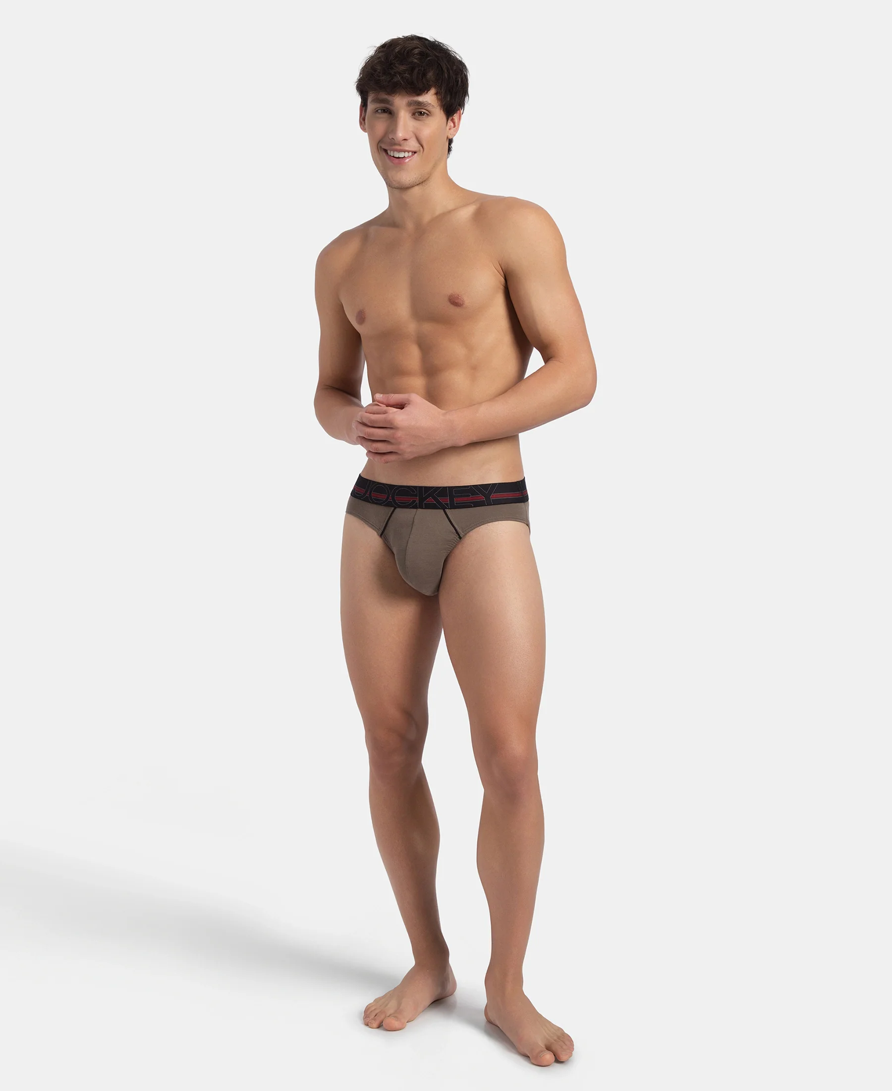 Super Combed Cotton Rib Solid Brief with Ultrasoft Waistband - Dark Khaki (Pack of 2) - Image 8