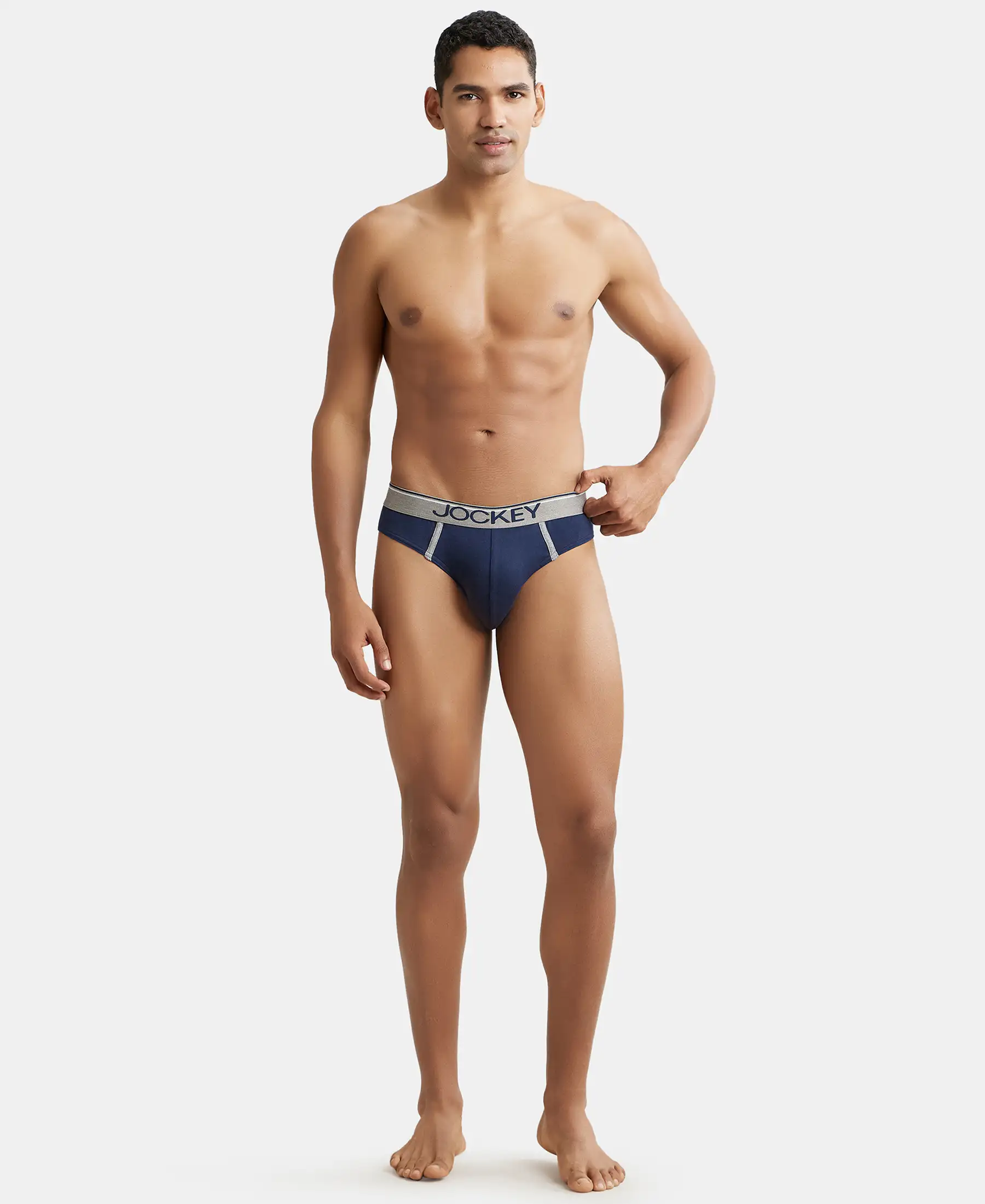 Super Combed Cotton Rib Solid Brief with Ultrasoft Waistband - Deep Navy - Image 4