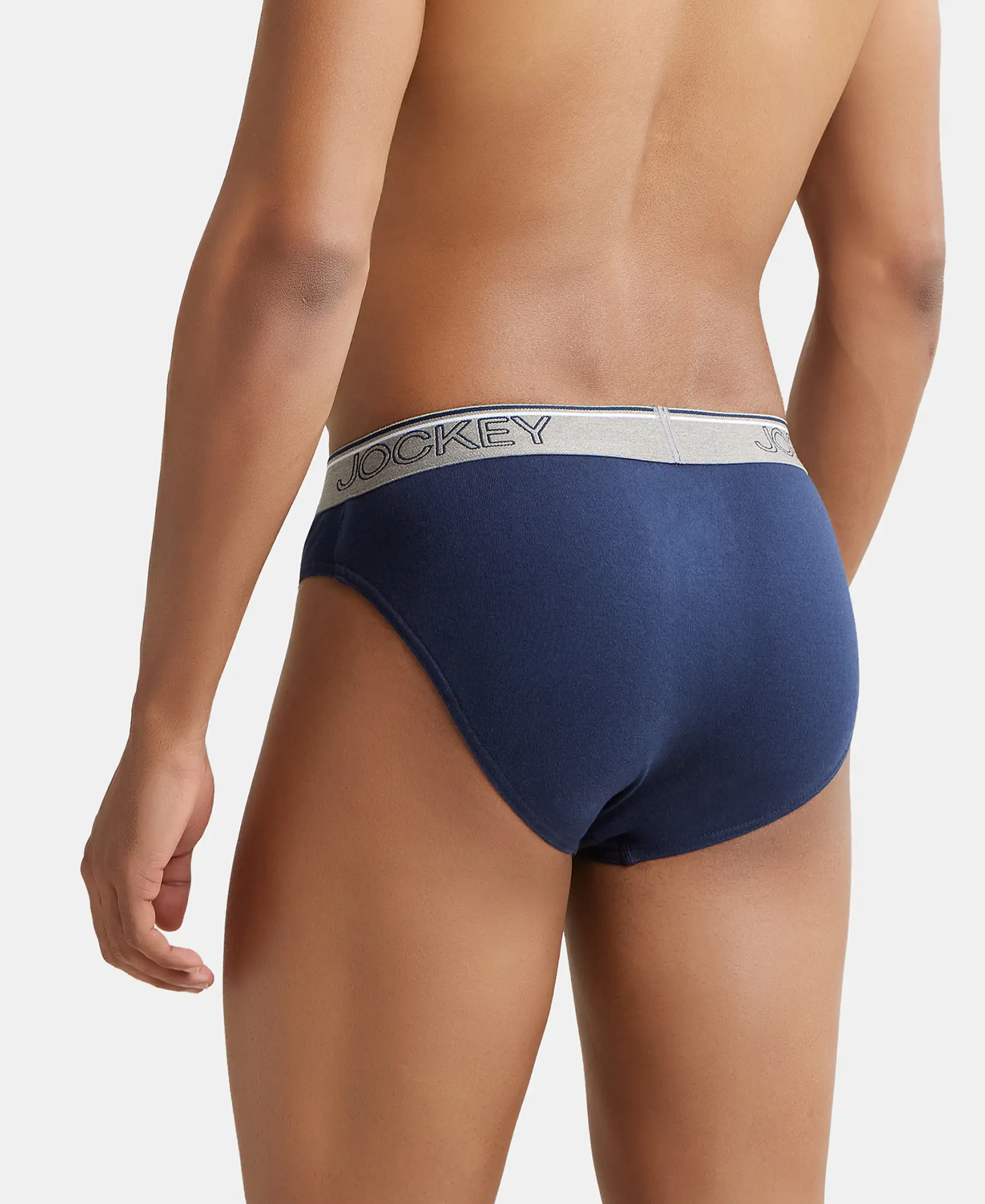 Super Combed Cotton Rib Solid Brief with Ultrasoft Waistband - Deep Navy (Pack of 2) - Image 3