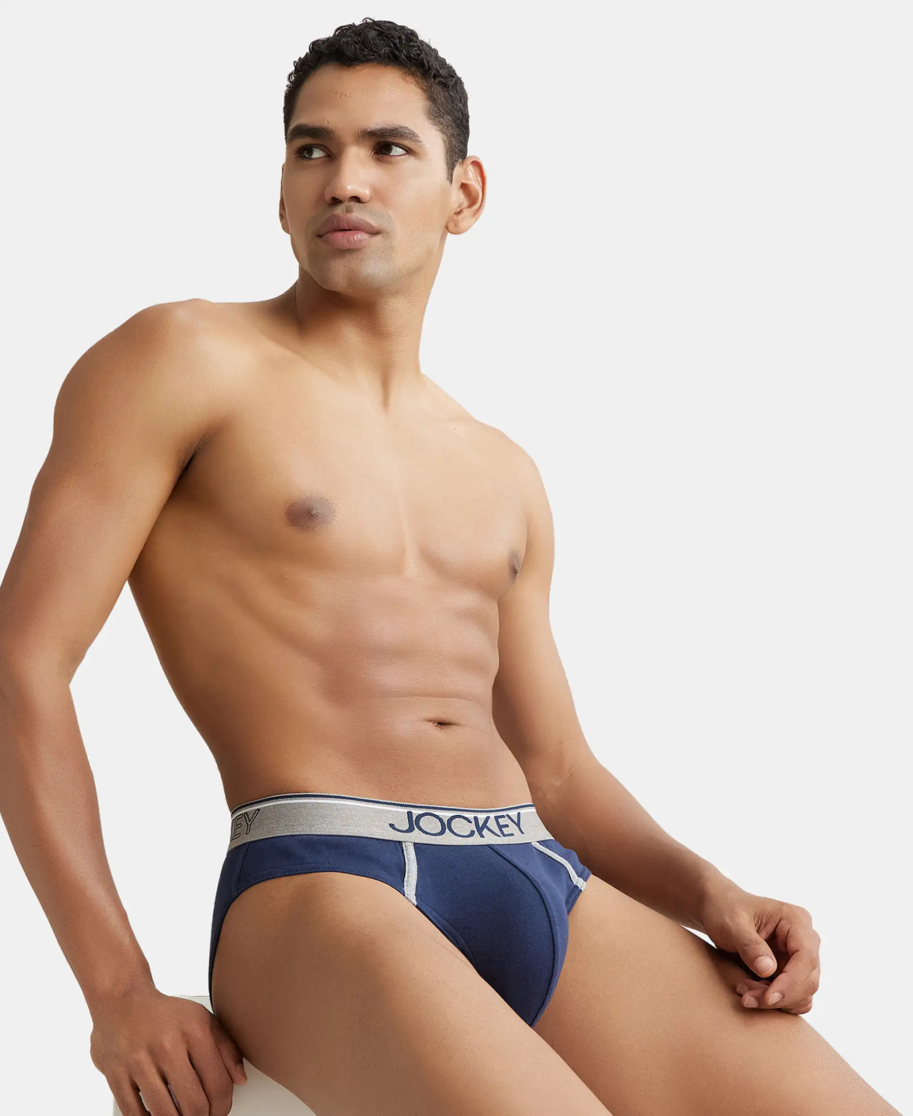 Super Combed Cotton Rib Solid Brief with Ultrasoft Waistband - Deep Navy (Pack of 2) - Image 8