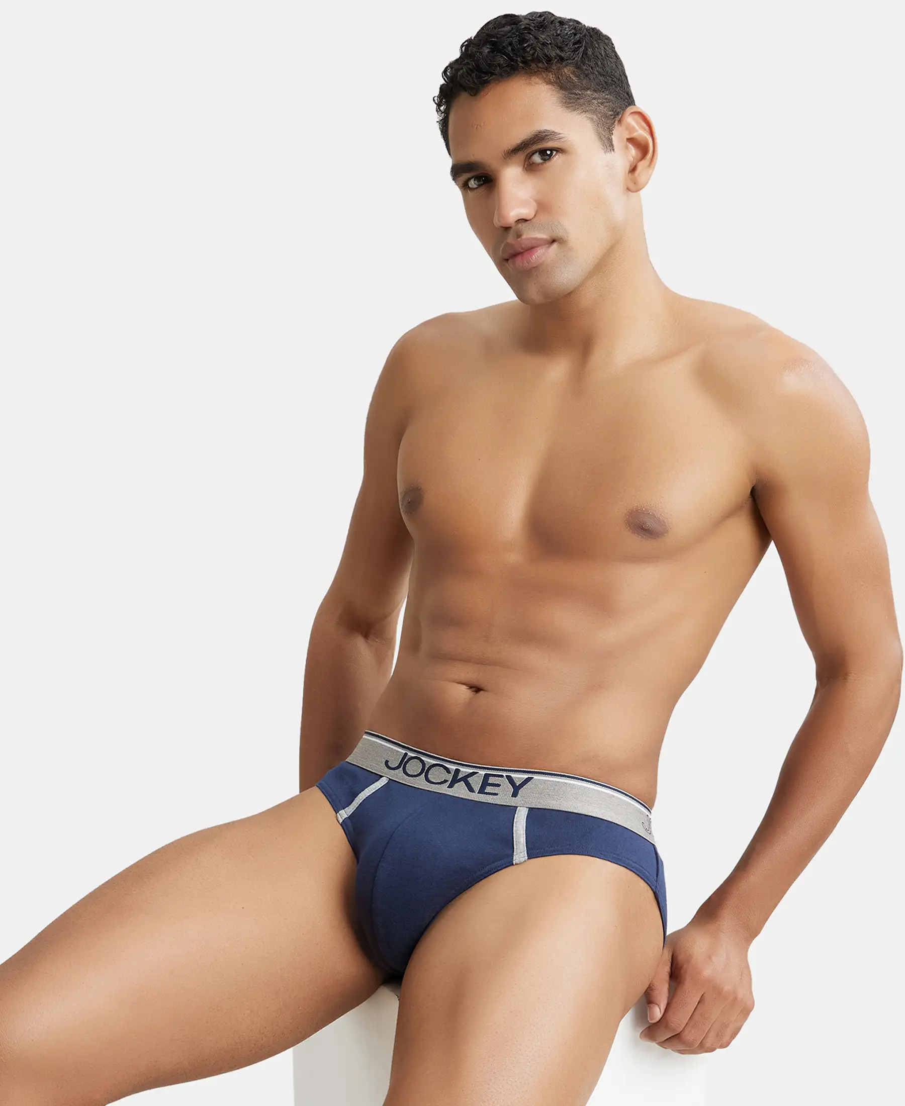 Super Combed Cotton Rib Solid Brief with Ultrasoft Waistband - Deep Navy (Pack of 2) - Image 9