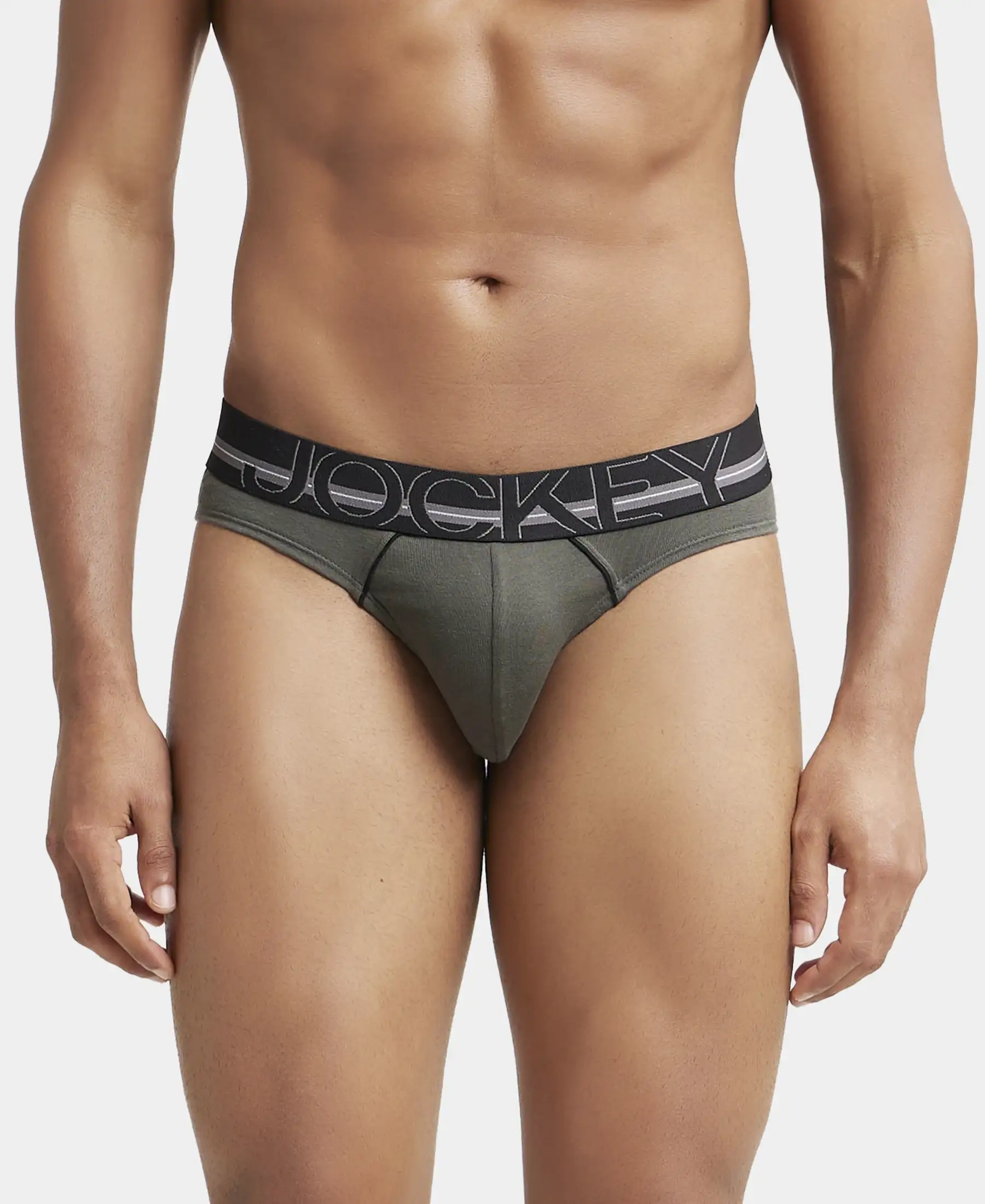 Super Combed Cotton Rib Solid Brief with Ultrasoft Waistband - Deep Olive