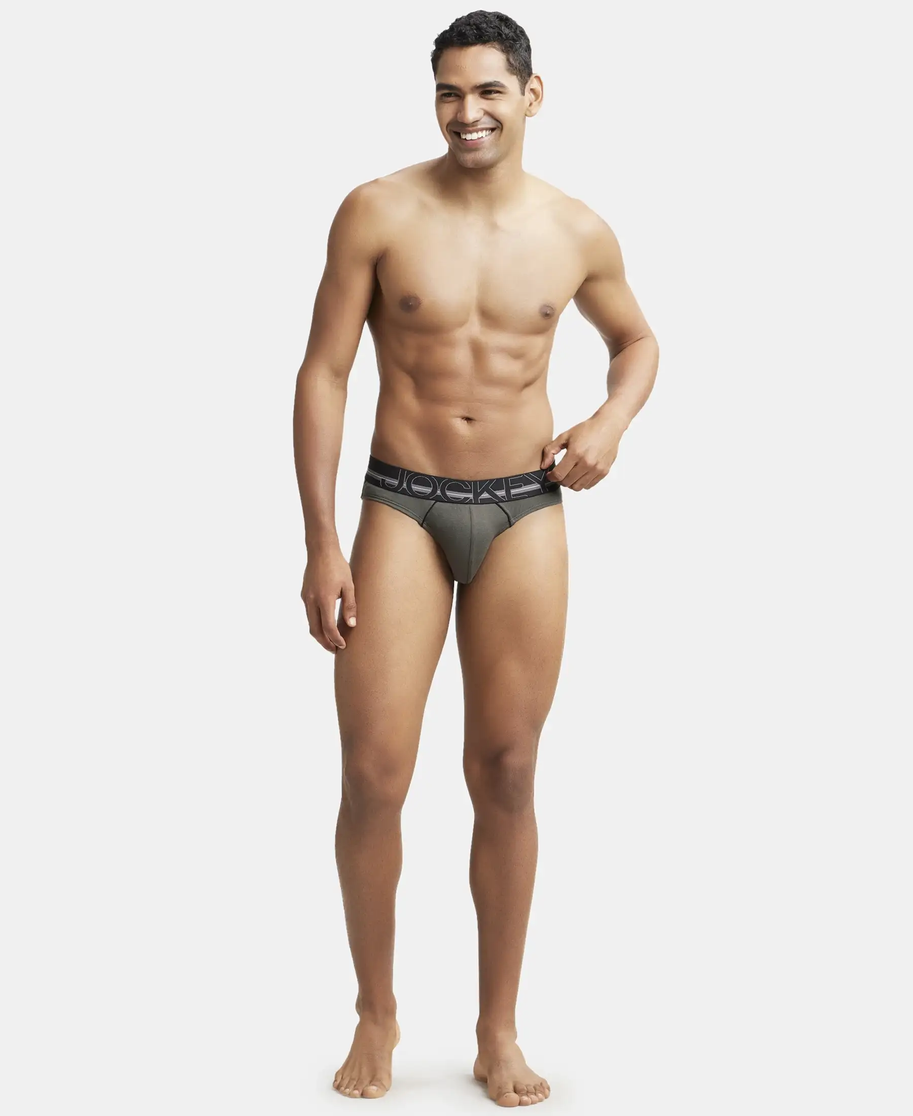 Super Combed Cotton Rib Solid Brief with Ultrasoft Waistband - Deep Olive - Image 4
