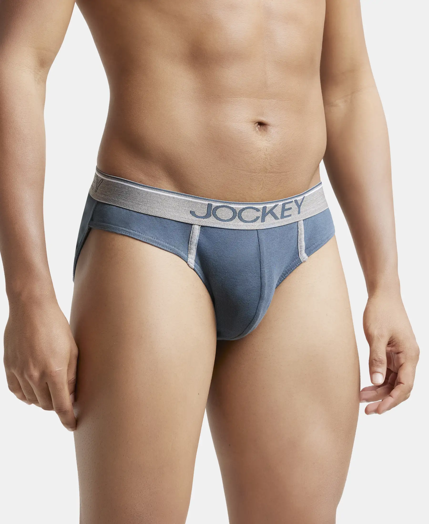 Super Combed Cotton Rib Solid Brief with Ultrasoft Waistband - Deep Slate - Image 2