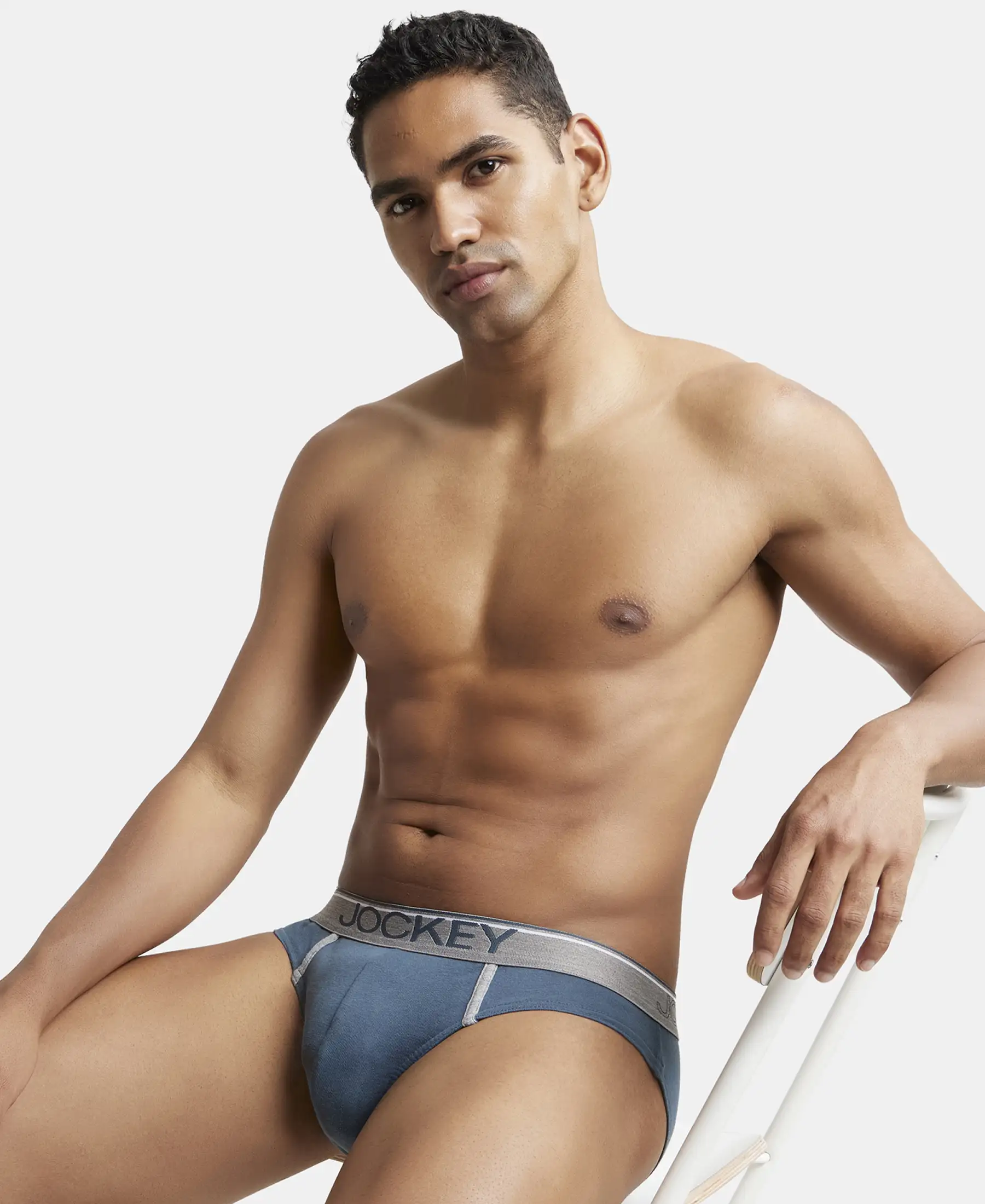 Super Combed Cotton Rib Solid Brief with Ultrasoft Waistband - Deep Slate - Image 5