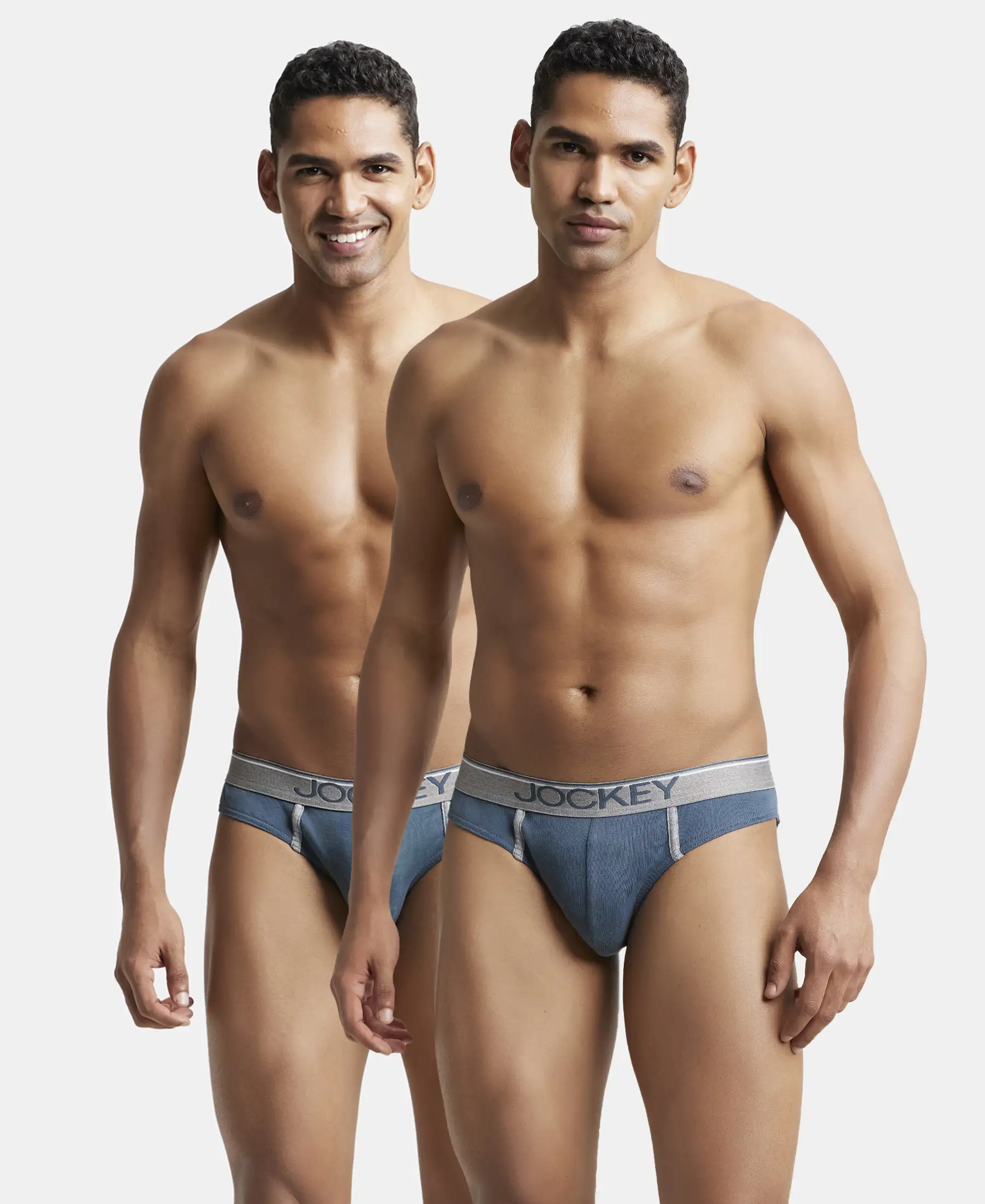 Super Combed Cotton Rib Solid Brief with Ultrasoft Waistband - Deep Slate (Pack of 2)