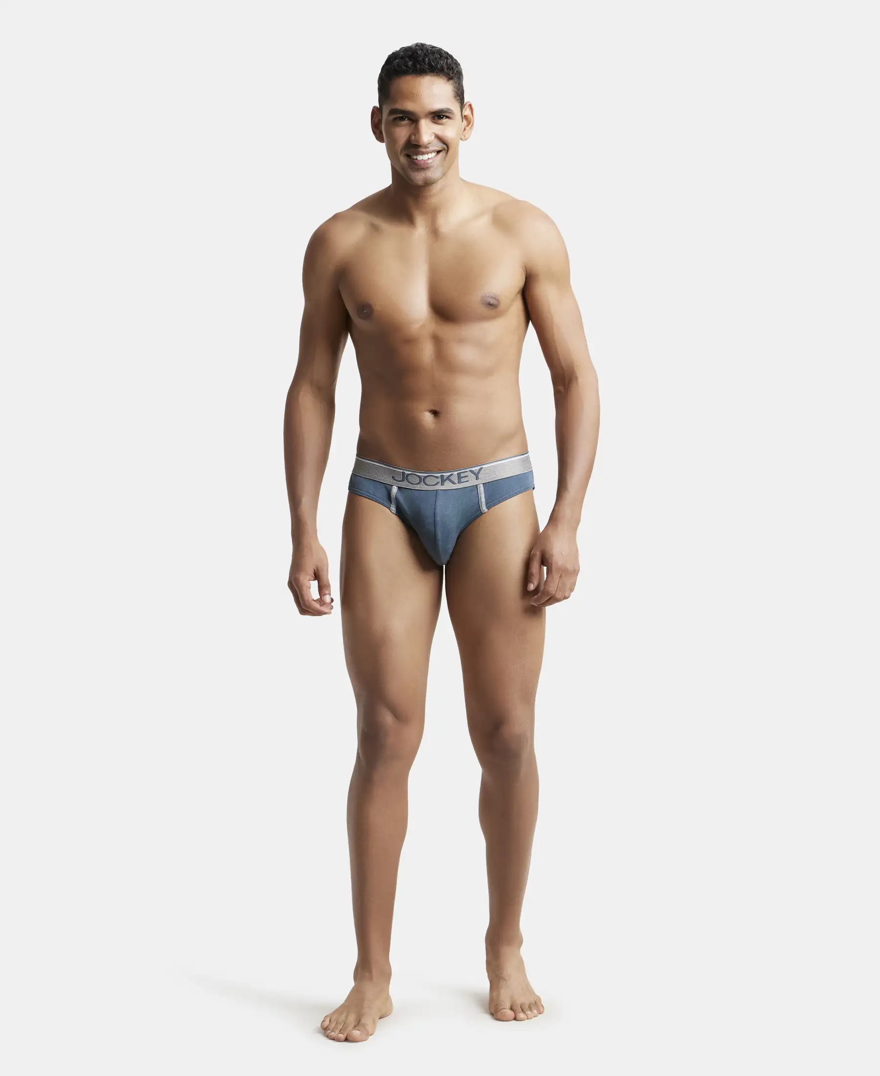 Super Combed Cotton Rib Solid Brief with Ultrasoft Waistband - Deep Slate (Pack of 2) - Image 4