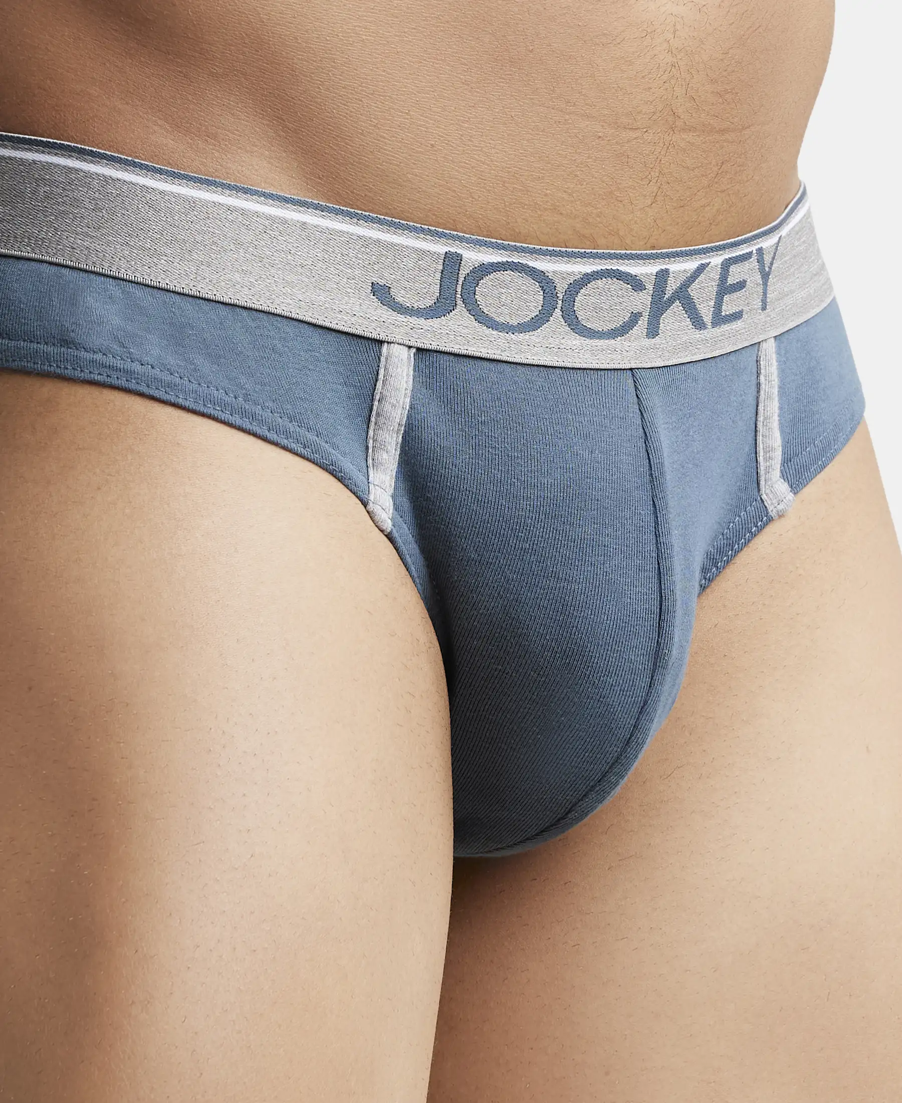 Super Combed Cotton Rib Solid Brief with Ultrasoft Waistband - Deep Slate (Pack of 2) - Image 6