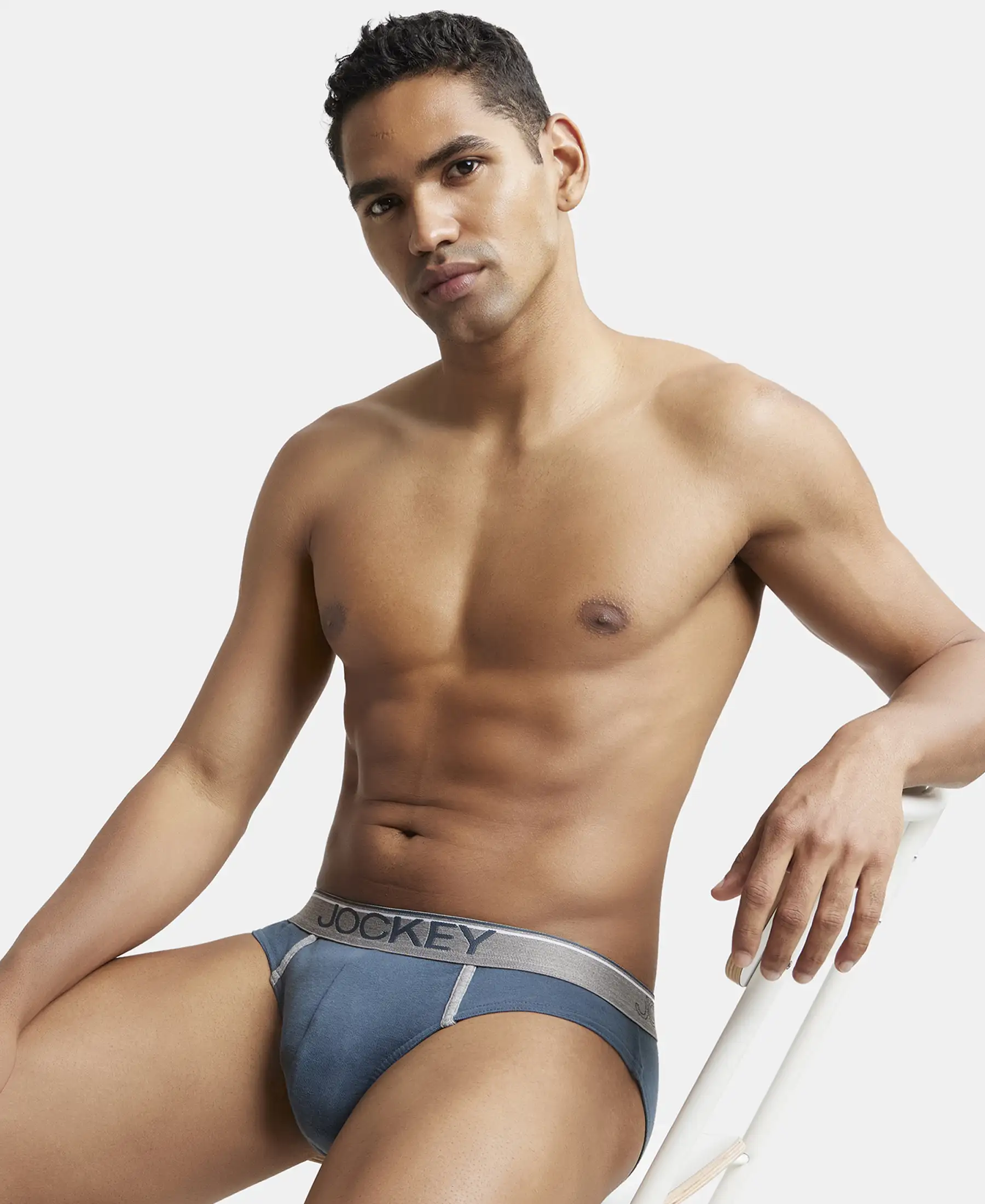 Super Combed Cotton Rib Solid Brief with Ultrasoft Waistband - Deep Slate (Pack of 2) - Image 8
