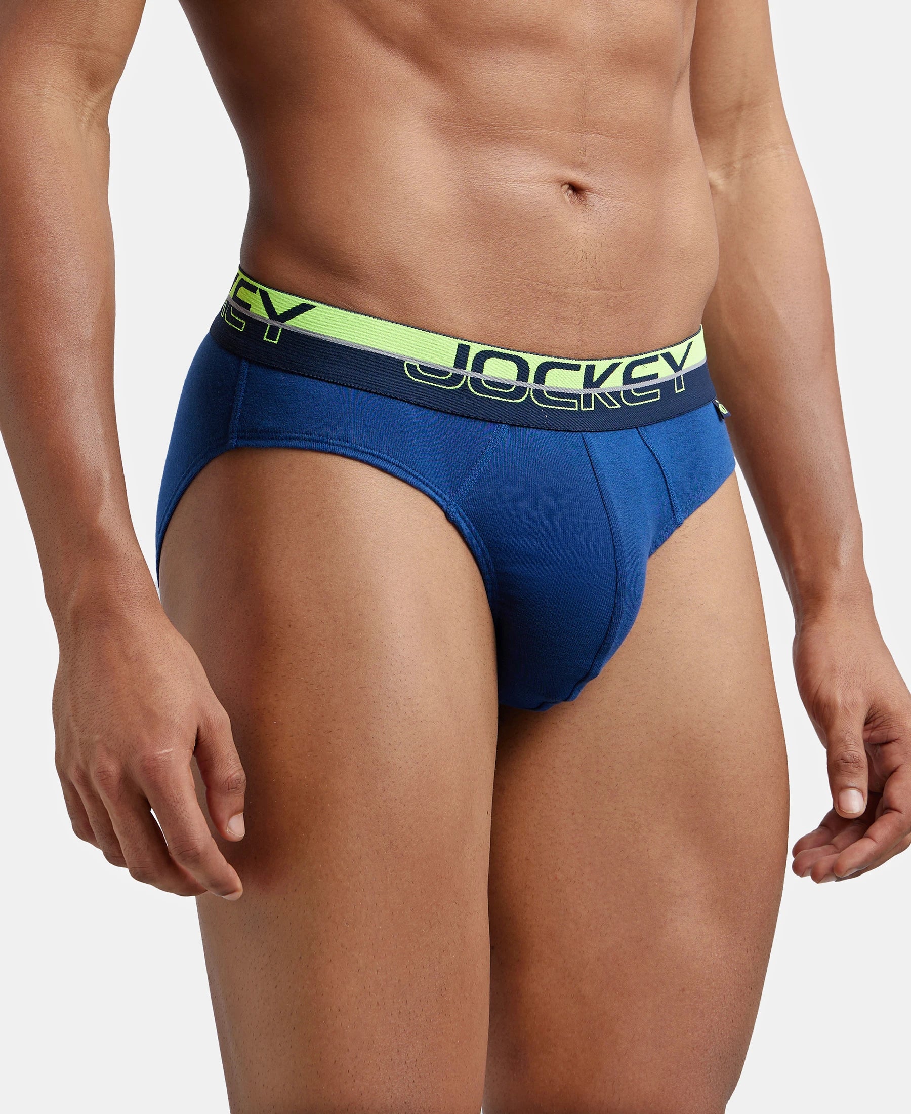 Super Combed Cotton Rib Solid Brief with Ultrasoft Waistband  - Estate Blue - Image 2