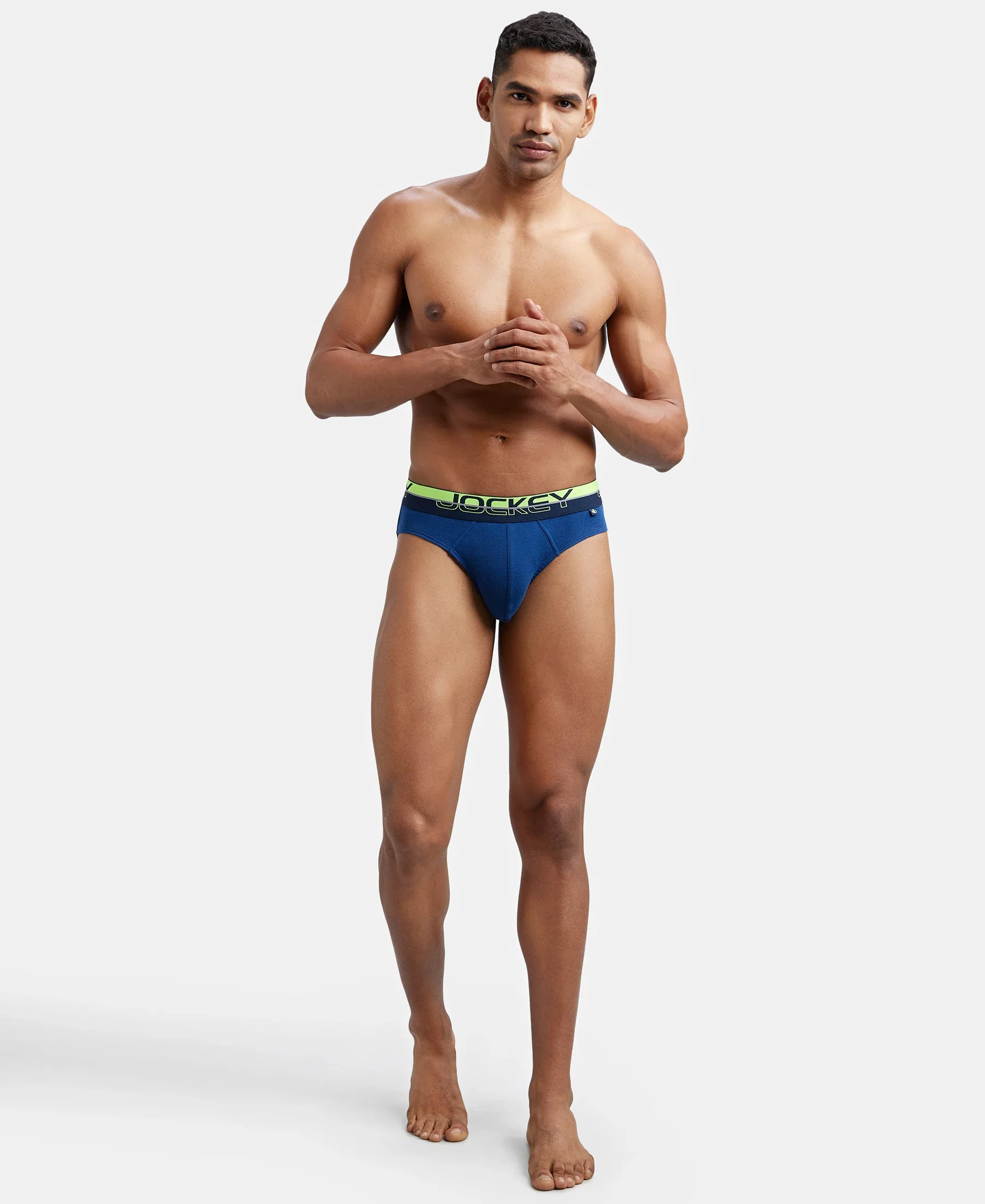 Super Combed Cotton Rib Solid Brief with Ultrasoft Waistband  - Estate Blue - Image 6