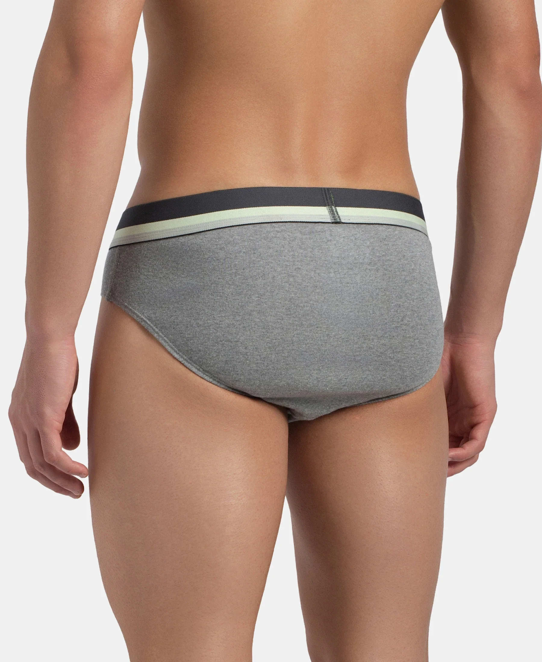 Super Combed Cotton Rib Solid Brief with Ultrasoft Waistband - Grey - Image 3